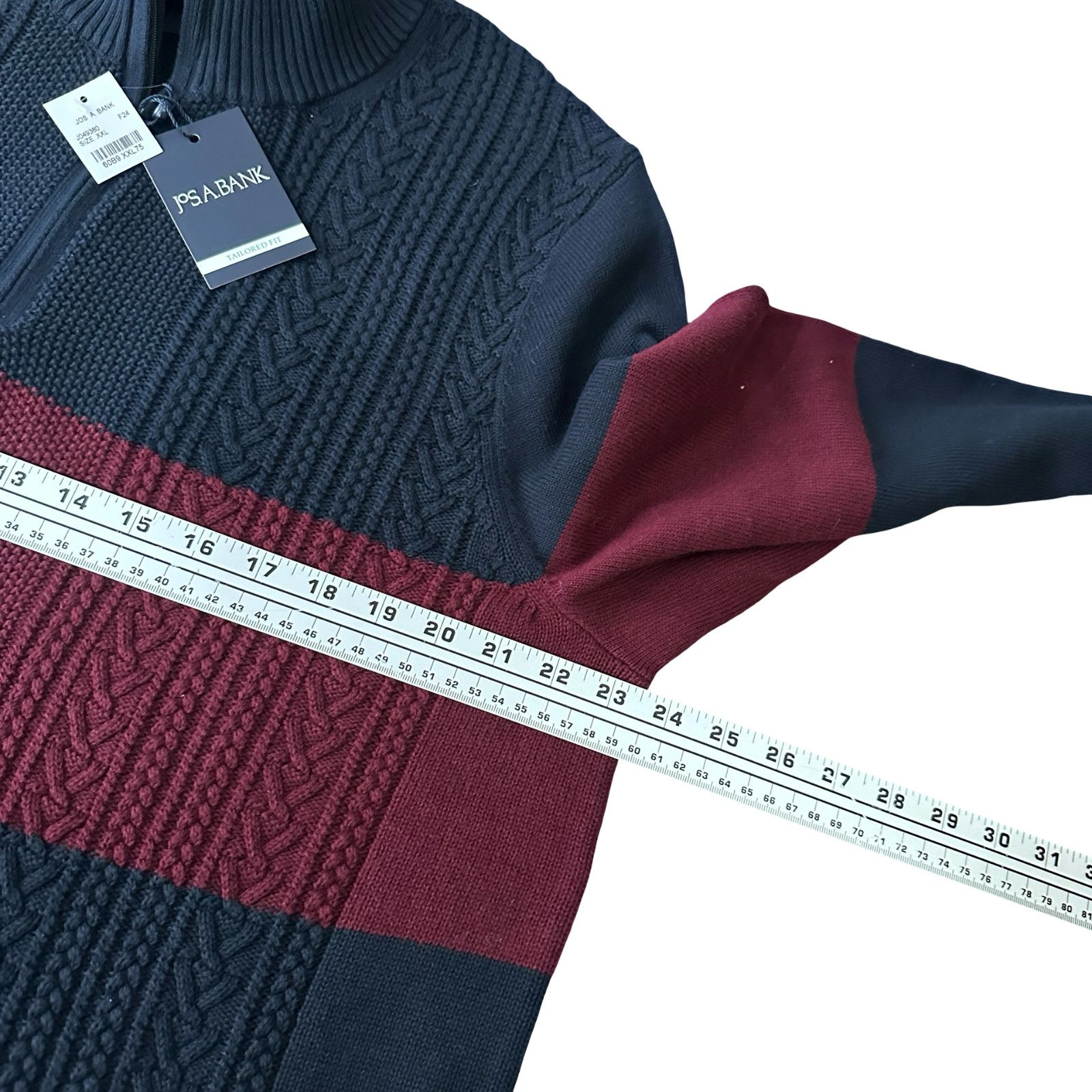 Jos. A. Bank Jos. A. Bank Sweater Men XXL Blue Maroon Cable Knit Tailored Size US XXL / EU 58 / 5 - 8 Thumbnail