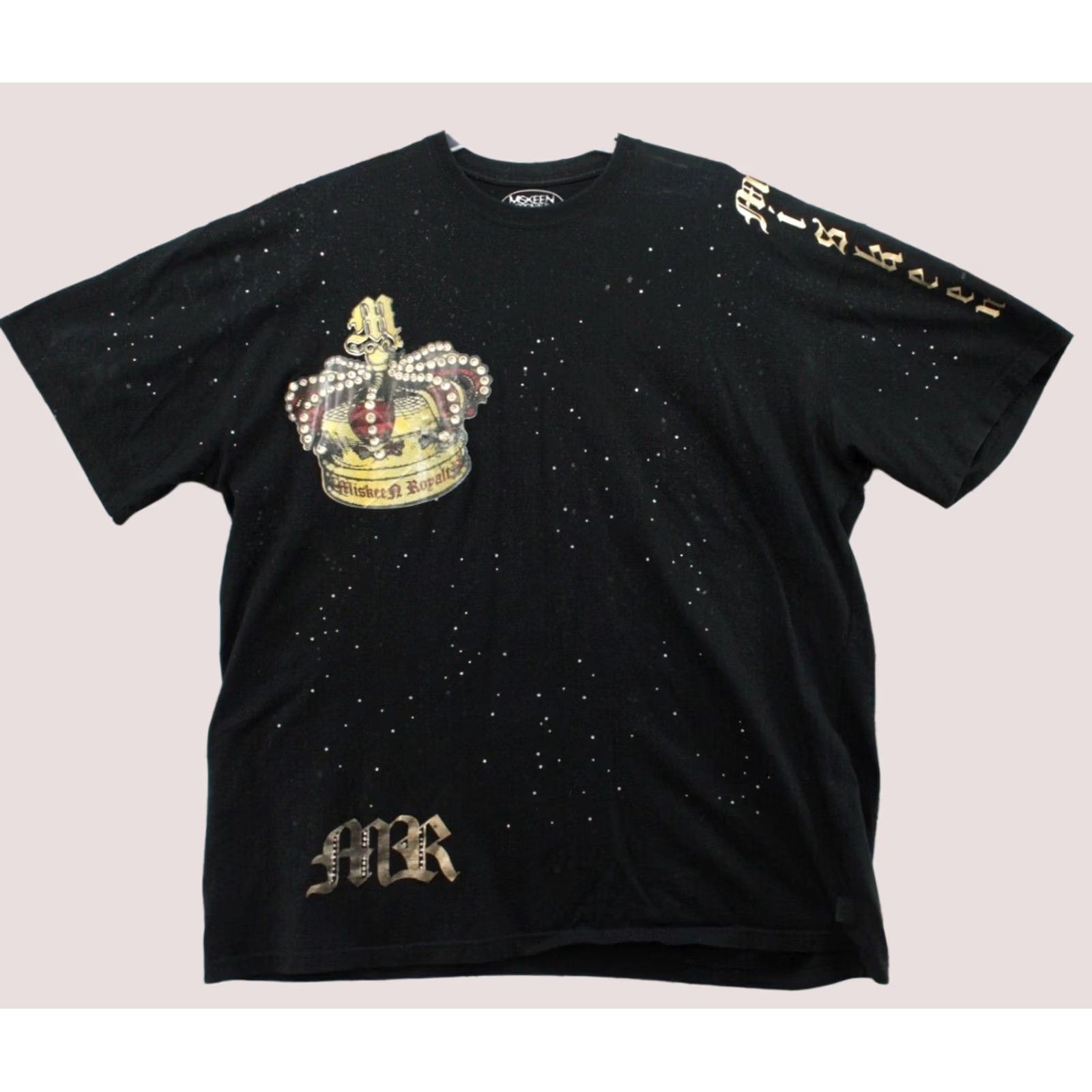 Vintage Miskeen Originals T-Shirt Mens 3XL Black Short Sleeve Royal Crown Rhine Stone Size US XXL / EU 58 / 5 - 1 Thumbnail