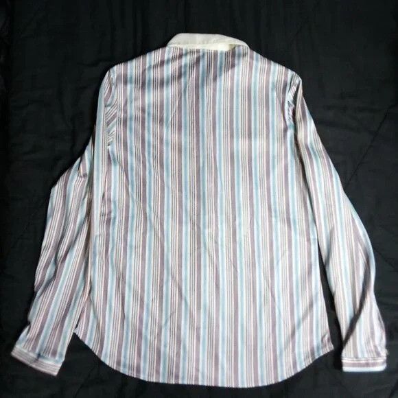 Other Vintage Striped Button Shirt Polyester Peter Pan Collar Size M / US 6-8 / IT 42-44 - 4 Thumbnail