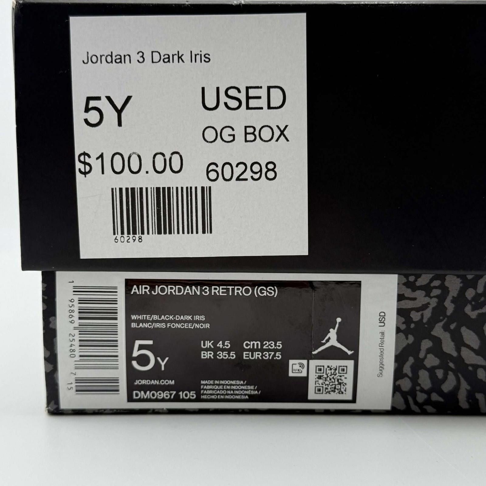 Jordan Brand Jordan 3 Dark Iris 5Y Used Size US 5 / EU 37 - 9 Thumbnail