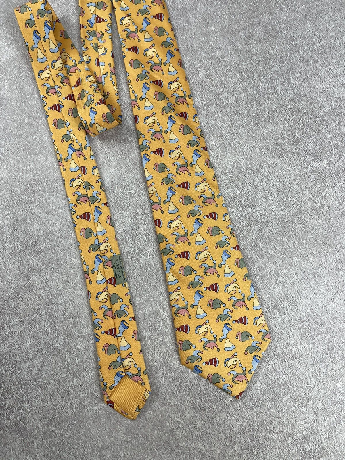 Hermes × Vintage Vintage Hermes Printed Silk Tie Yellow Size ONE SIZE - 4 Thumbnail
