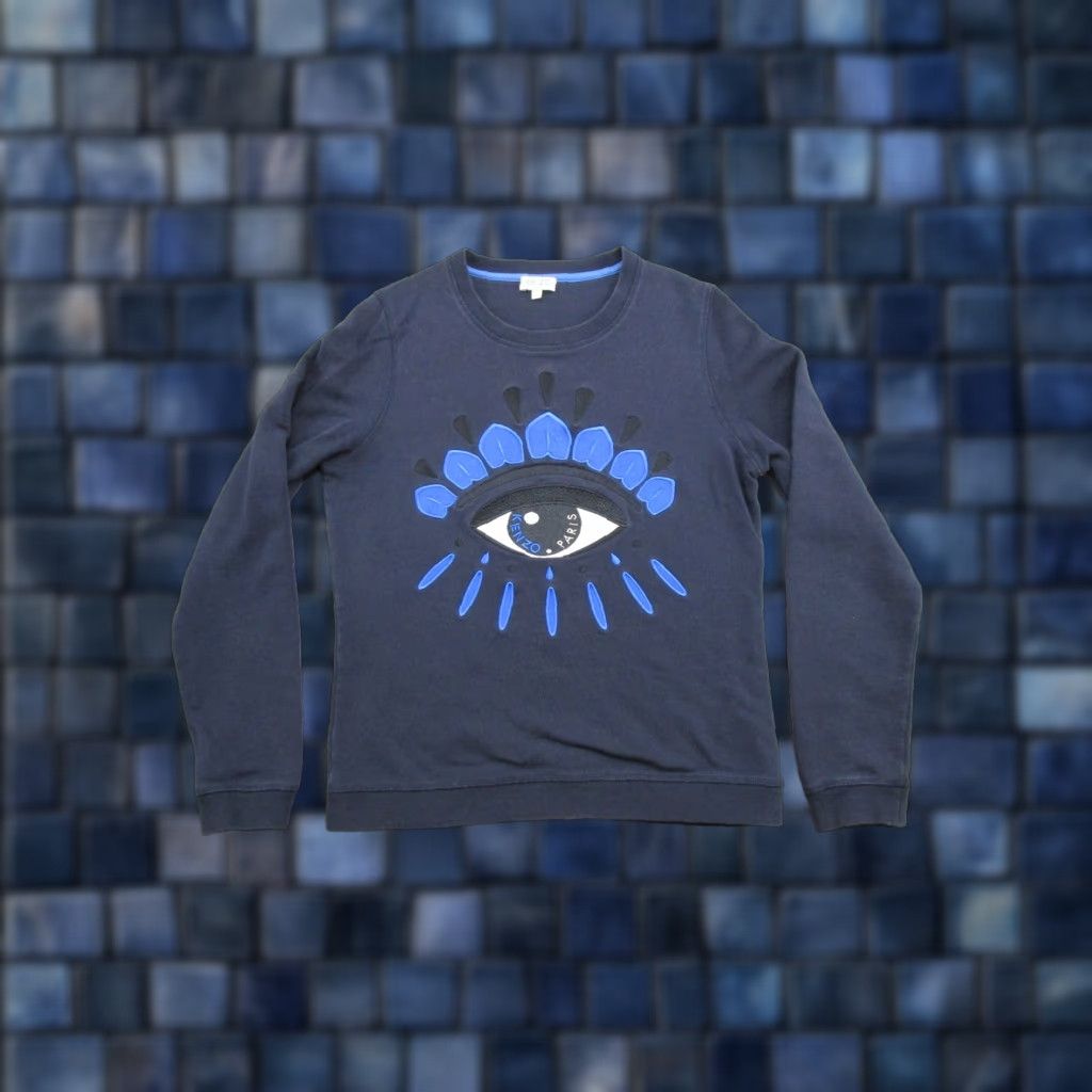 Kenzo Kenzo Paris Evil Eye Sweatshirt Pullover Crew Neck Navy Blue Mens Size S Size US S / EU 44-46 / 1 - 1 Thumbnail