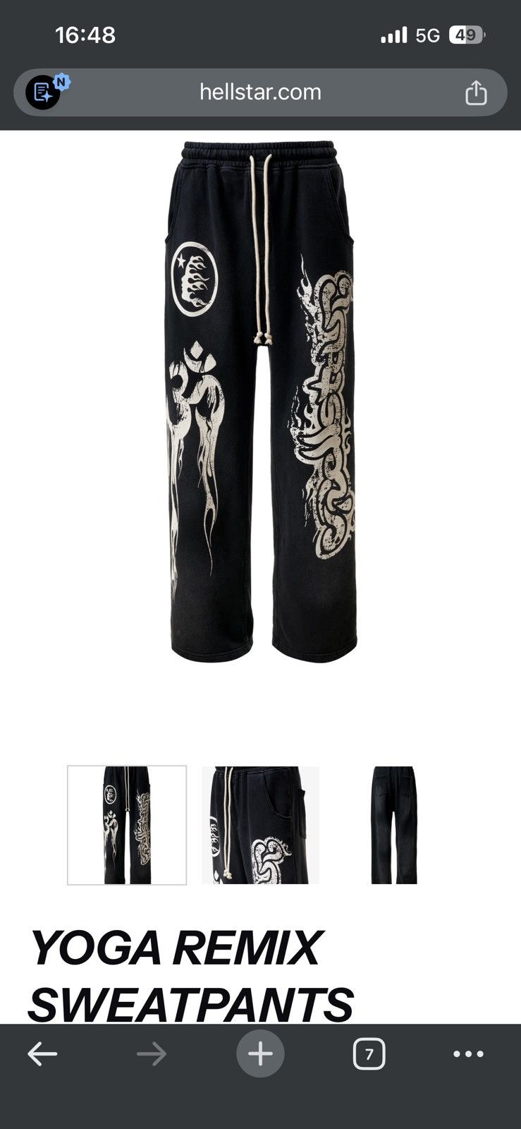 HELLSTAR Hellstar Yoga Remix Sweatpants Black Greatest Hits Medium Size US 31 - 14 Thumbnail