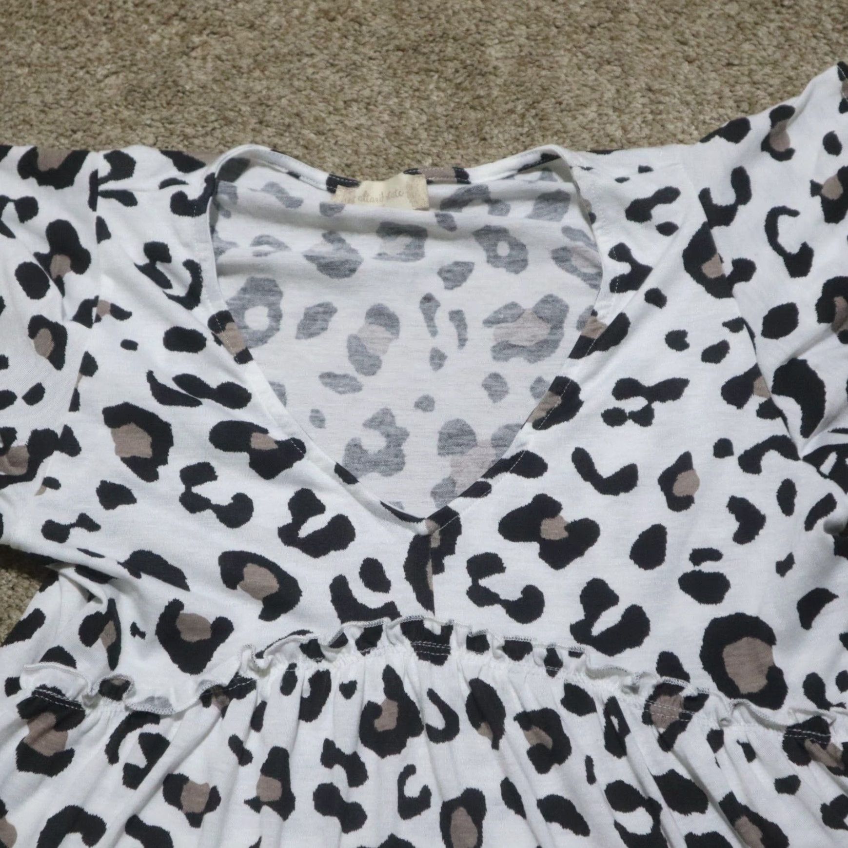 Vintage Leopard Print Tunic Blouse Top Short Sleeve White Women's XS Extra Small Size XS / US 0-2 / IT 36-38 - 2 Thumbnail