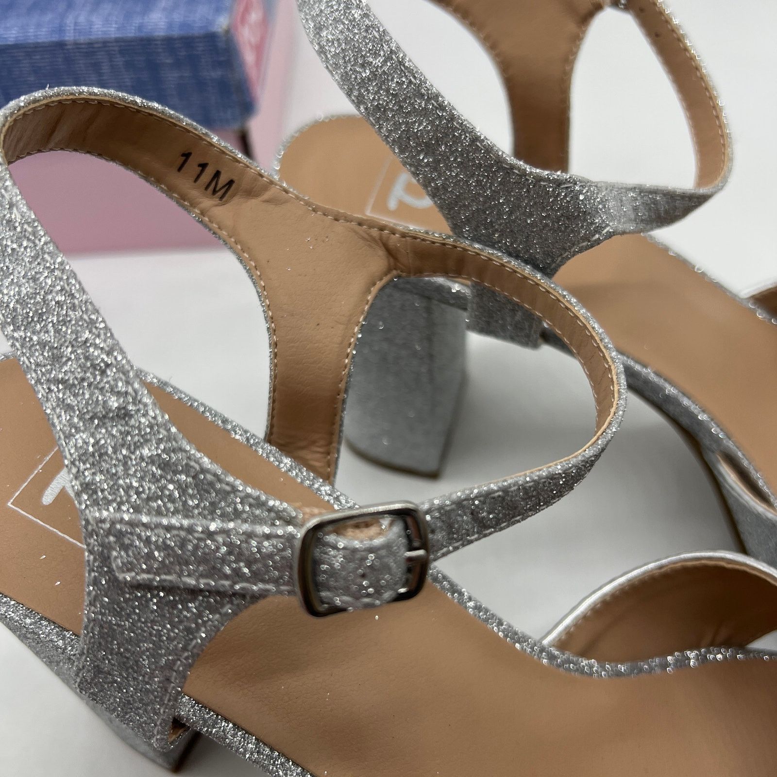 Other Pop Delighted Womens Silver Glitter Heeled Sandals Size 11M Size US 11 / IT 41 - 3 Thumbnail