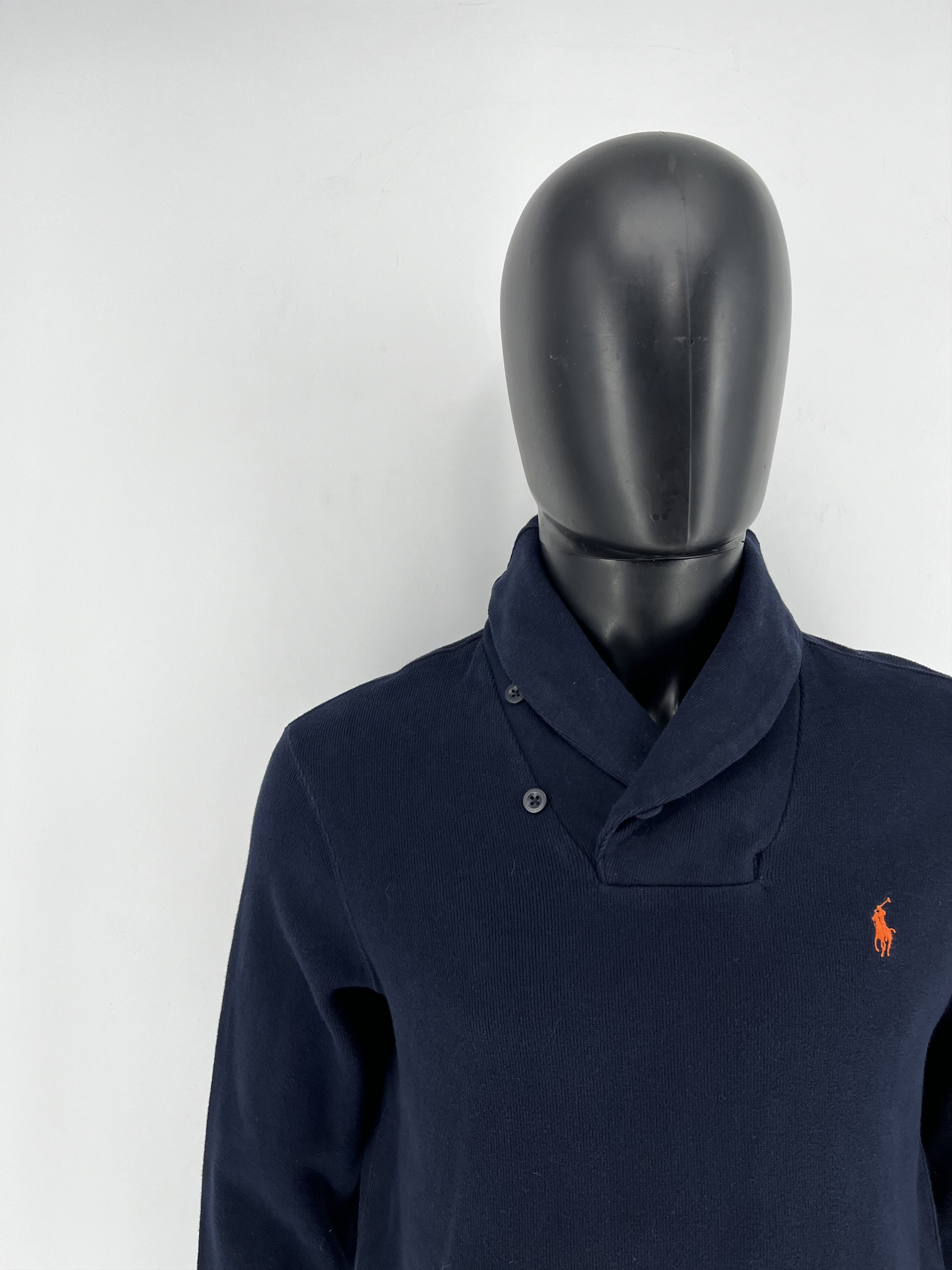 Polo Ralph Lauren × Ralph Lauren × Vintage Retro Polo Ralph Lauren Blue Shawl Collar Sweatshirt Size US M / EU 48-50 / 2 - 8 Thumbnail