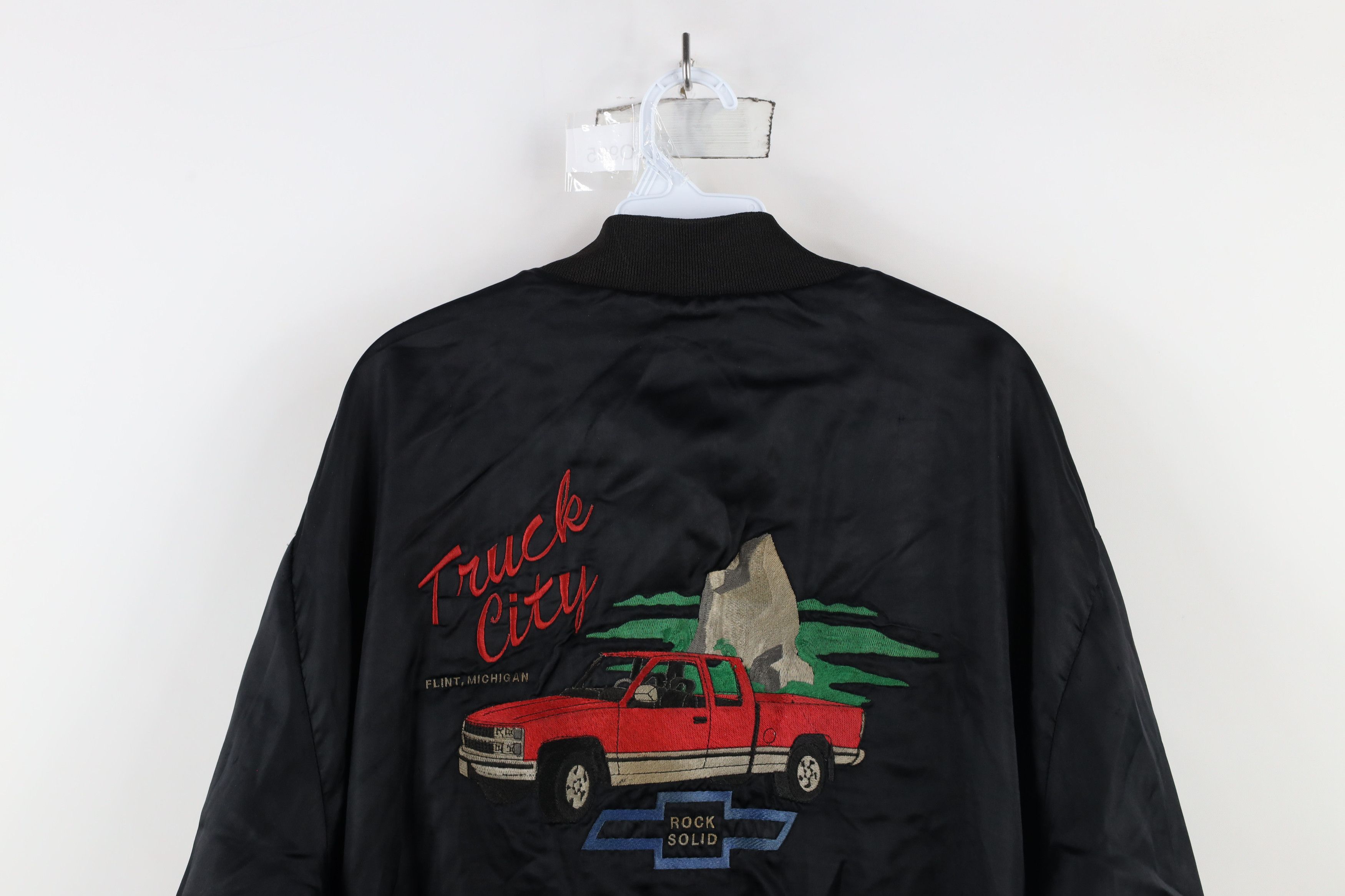 Vintage Vintage 80s Chevrolet Lined Satin Bomber Jacket Black USA Size US XL / EU 56 / 4 - 15 Thumbnail