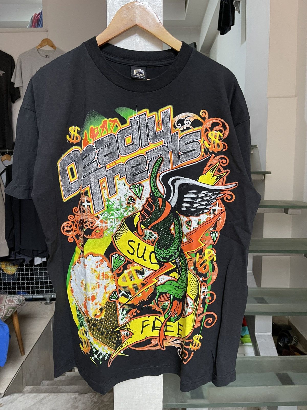 Vintage FUYA deadly threats t shirt y2k Size US XL / EU 56 / 4 - 1 Thumbnail