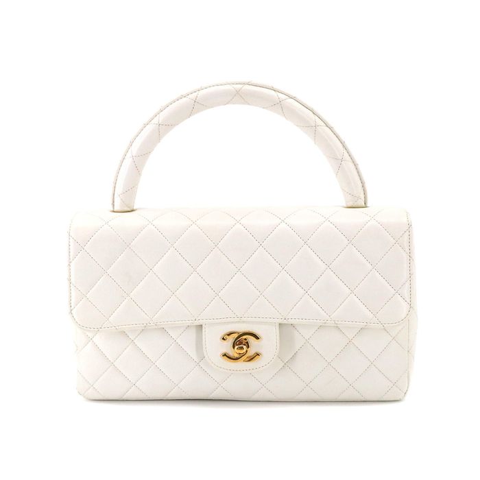 Chanel CHANEL Matelasse parent-child bag parents only hand leather white  gold metal fittings vintage Hand Bag