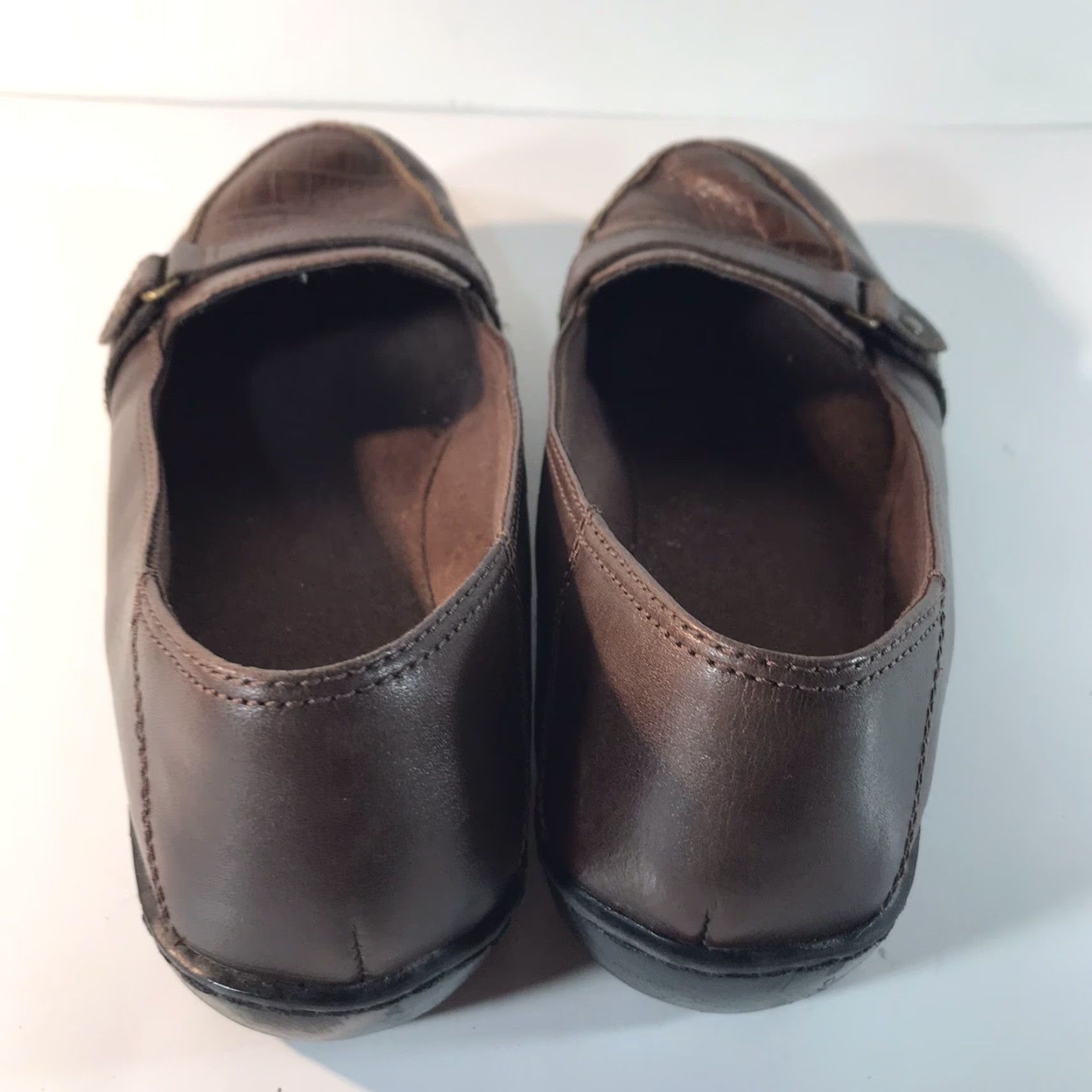 Clarks Clarks Brown Leather Wedge Loafers Womens Size 7.5 M Casual Comfort Classic Size US 7.5 / IT 37.5 - 3 Thumbnail