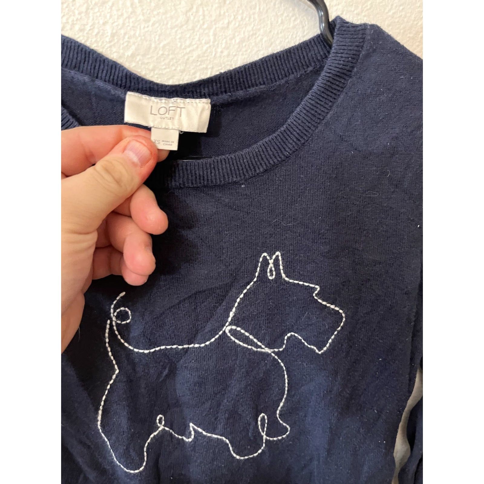 Express VINTAGE LOFT OUTLET NAVY BLUE DOG SWEATER WOMENS XS Pullover Cotton 90s Pet Clothes Size XS / US 0-2 / IT 36-38 - 2 Thumbnail