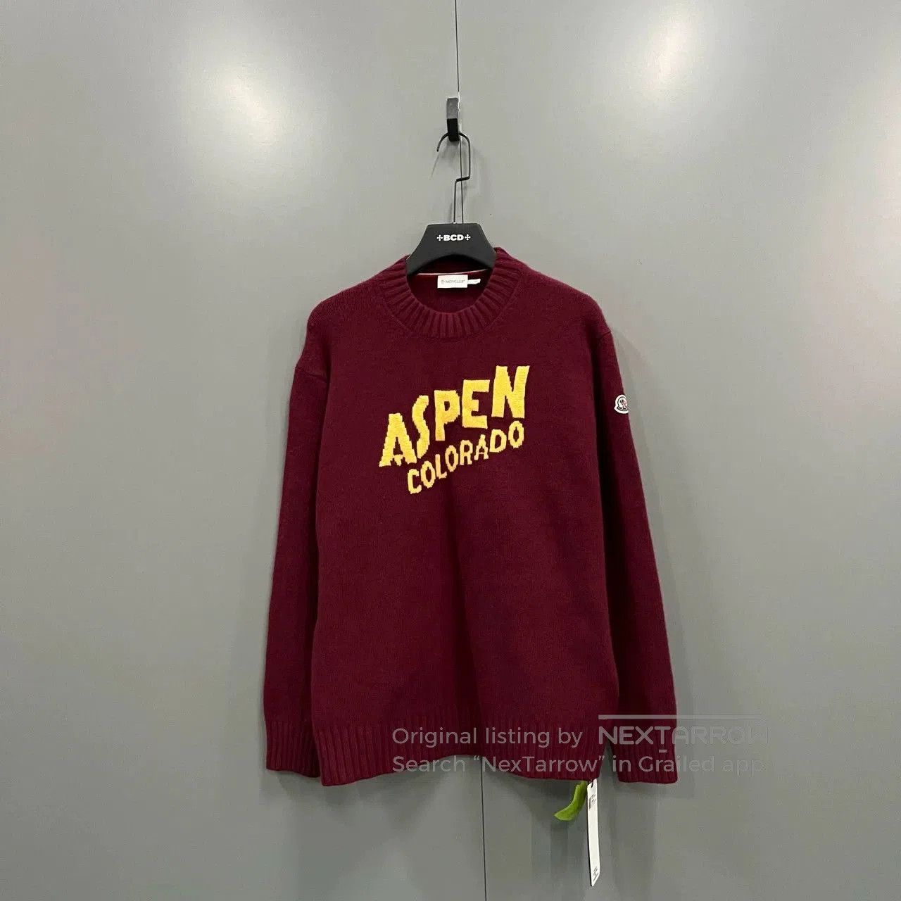 Moncler moncler red knit sweater with logo. Size US L / EU 52-54 / 3 - 1 Thumbnail