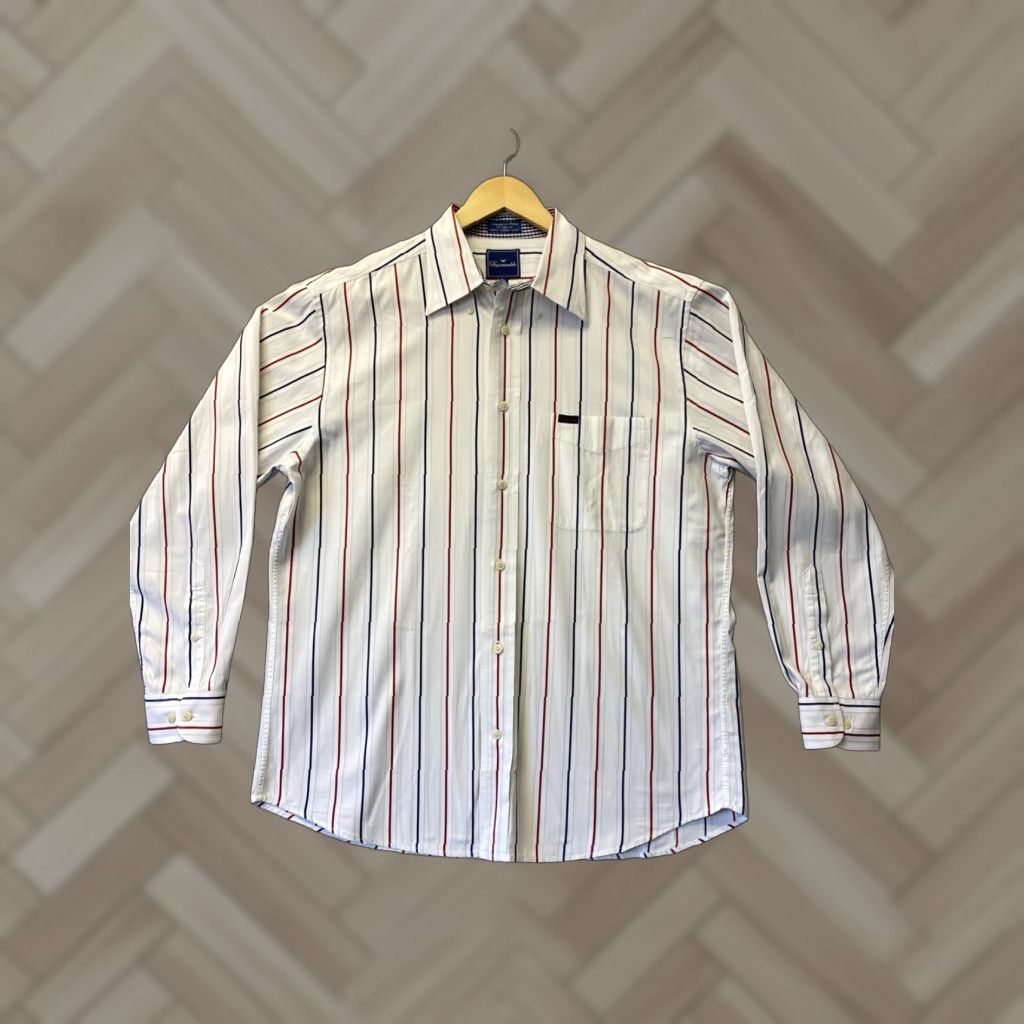 Faconnable VINTAGE Façonnable Men’s White Striped Cotton Button-Down Shirt L USA Casual Formal Size US L / EU 52-54 / 3 - 1 Thumbnail
