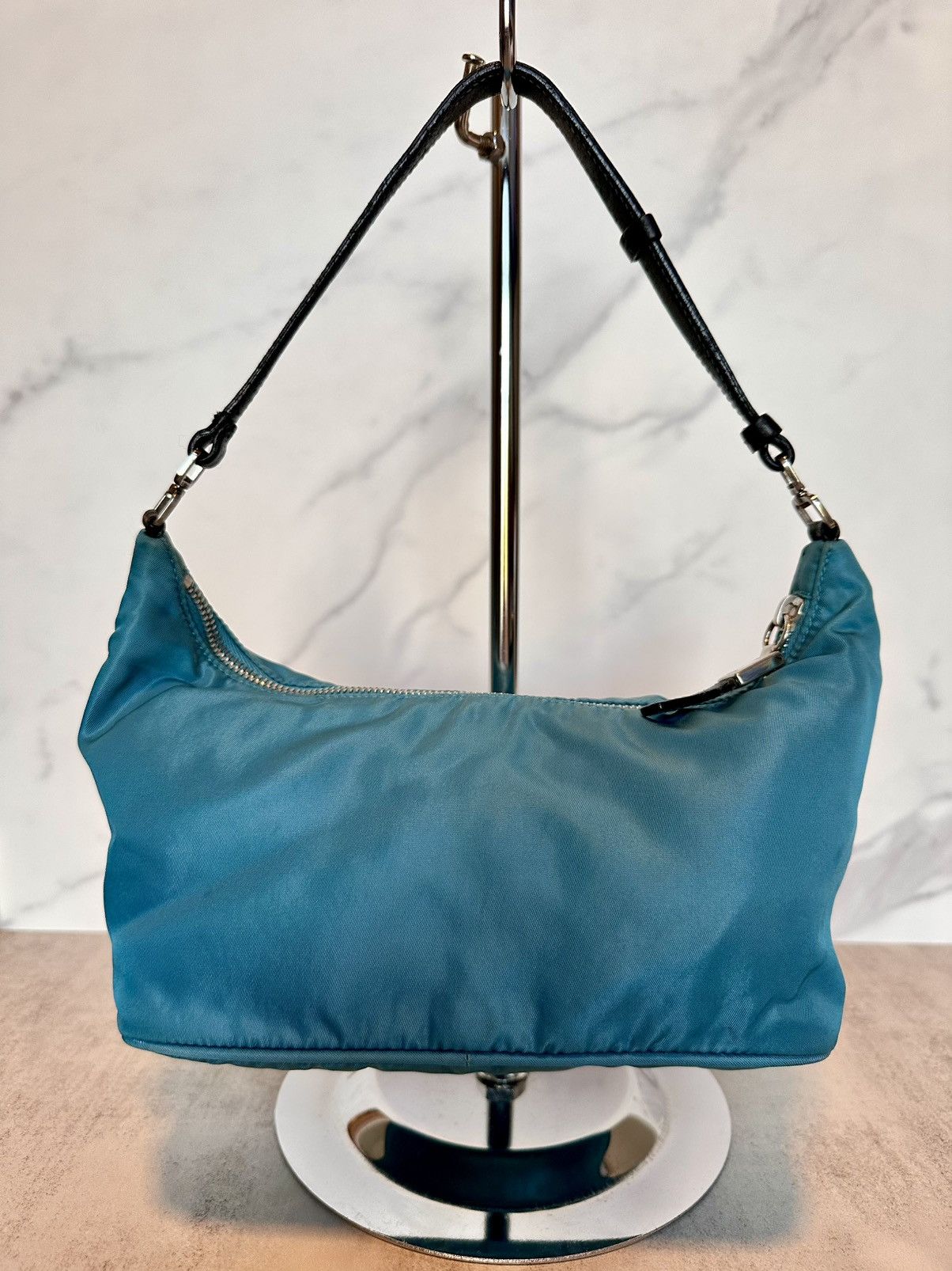 Prada Blue Prada Nylon and Leather Pochette Size ONE SIZE - 2 Thumbnail