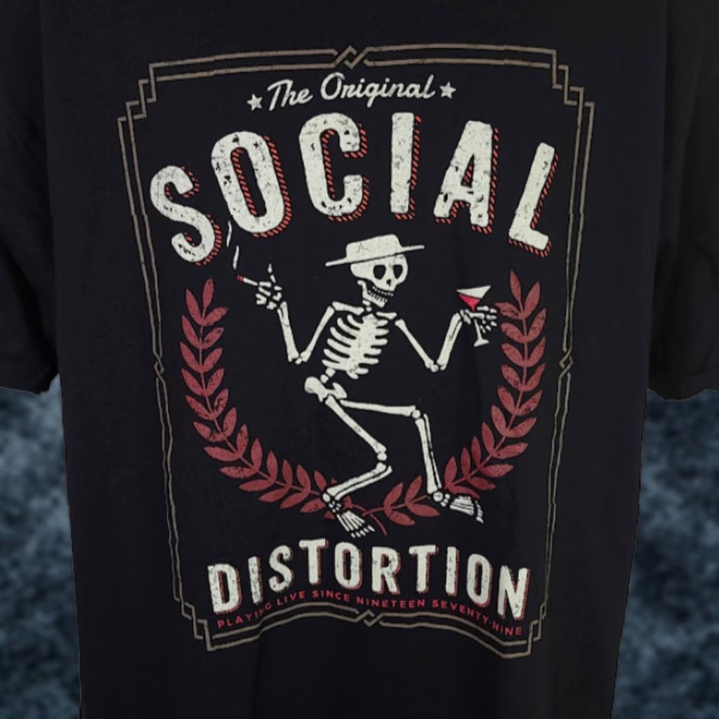 Anvil Social Distortion T Shirt Mens XL Black Skeleton Skull Music Punk Rock Band Y2K Tour Concert Size US XL / EU 56 / 4 - 1 Thumbnail