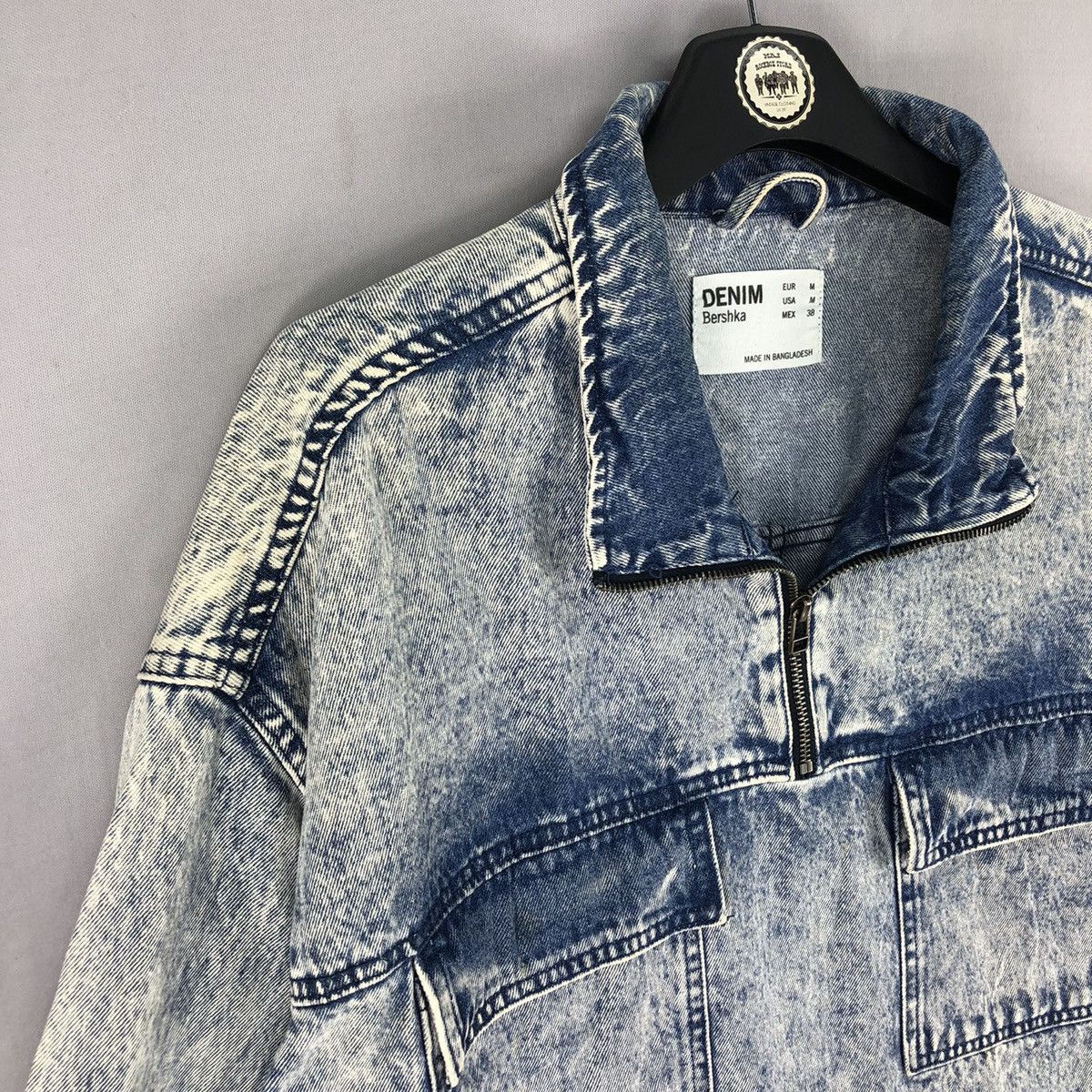 Bershka Anorak Denim Jacket Crazy Faded Pullover by Bershka Size US XL / EU 56 / 4 - 2 Thumbnail