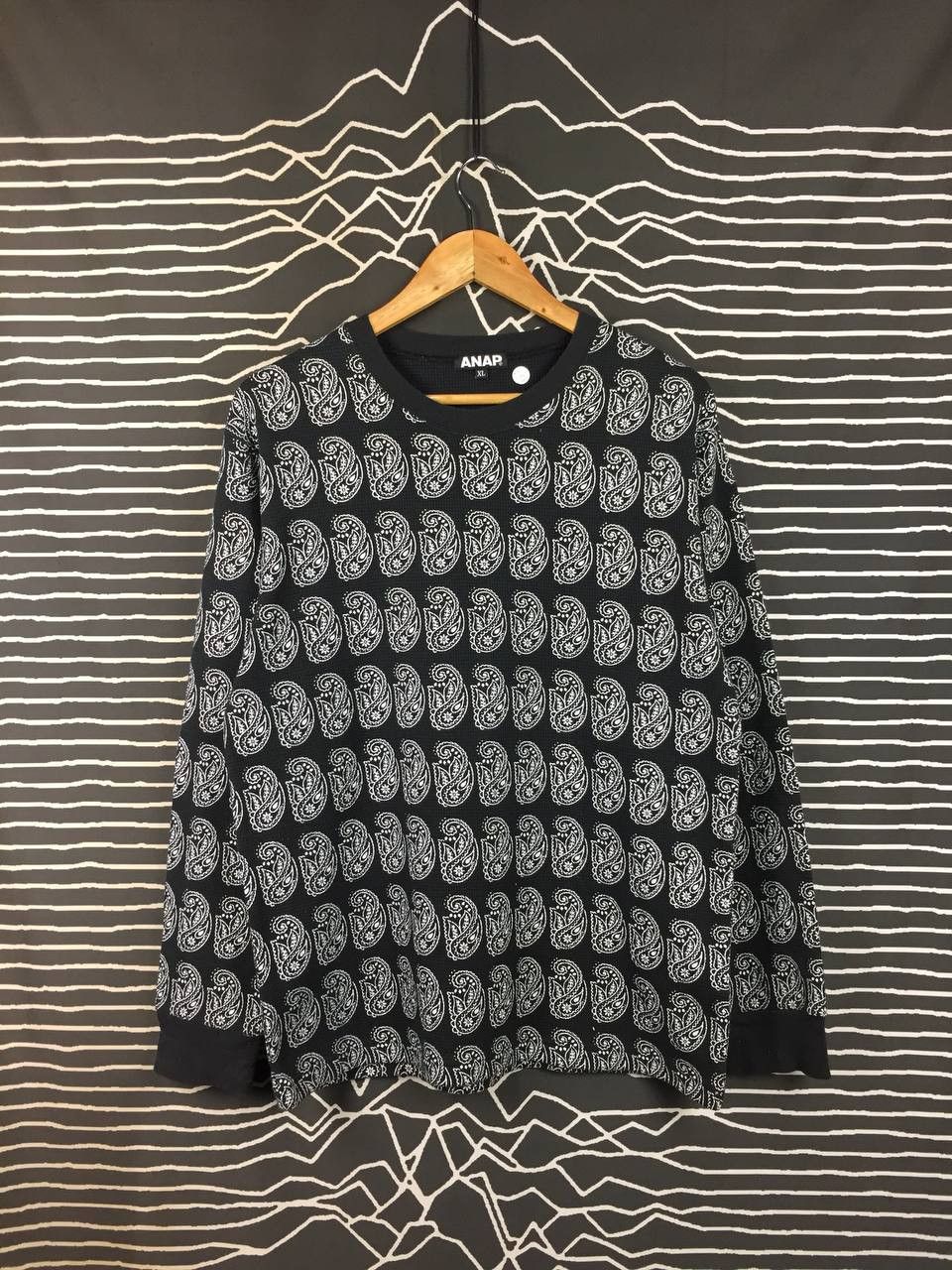 Japanese Brand ANAP Japan All-Over Print Paisley Waffle Knit Thermal Tee Size US L / EU 52-54 / 3 - 2 Thumbnail