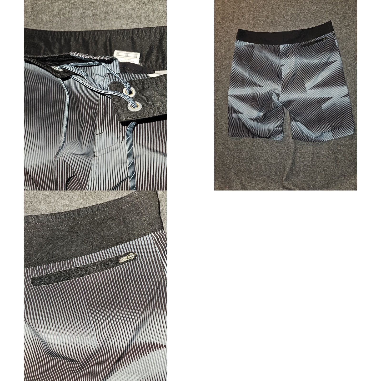 Nike Nike Swim Trunks Men's 36 Blue Black Tie Zip Pocket Beach Vacation Geometric Pattern Trunks Nike Beach Mens 36 Blue Size US 36 / EU 52 - 8 Thumbnail