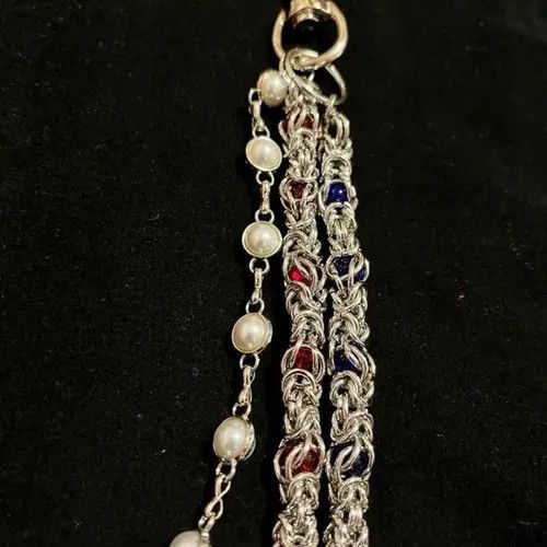 Jewelry 3 Pl Layer Gemstone and Pearl Wallet Chain. Pants Chain Size ONE SIZE - 8 Thumbnail
