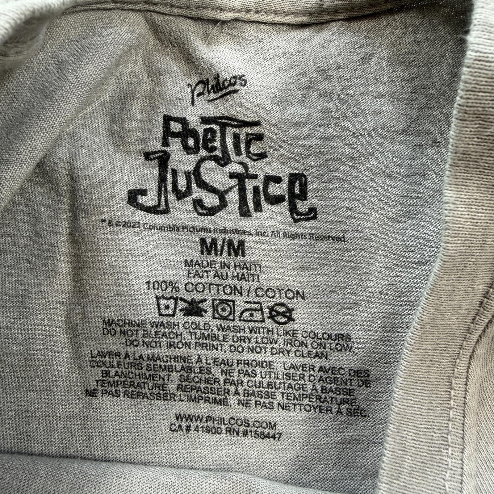 Other Poetic Justice Tupac Shakur T Shirt Mens M Gray 2Pac Rap Tee Size US M / EU 48-50 / 2 - 4 Thumbnail