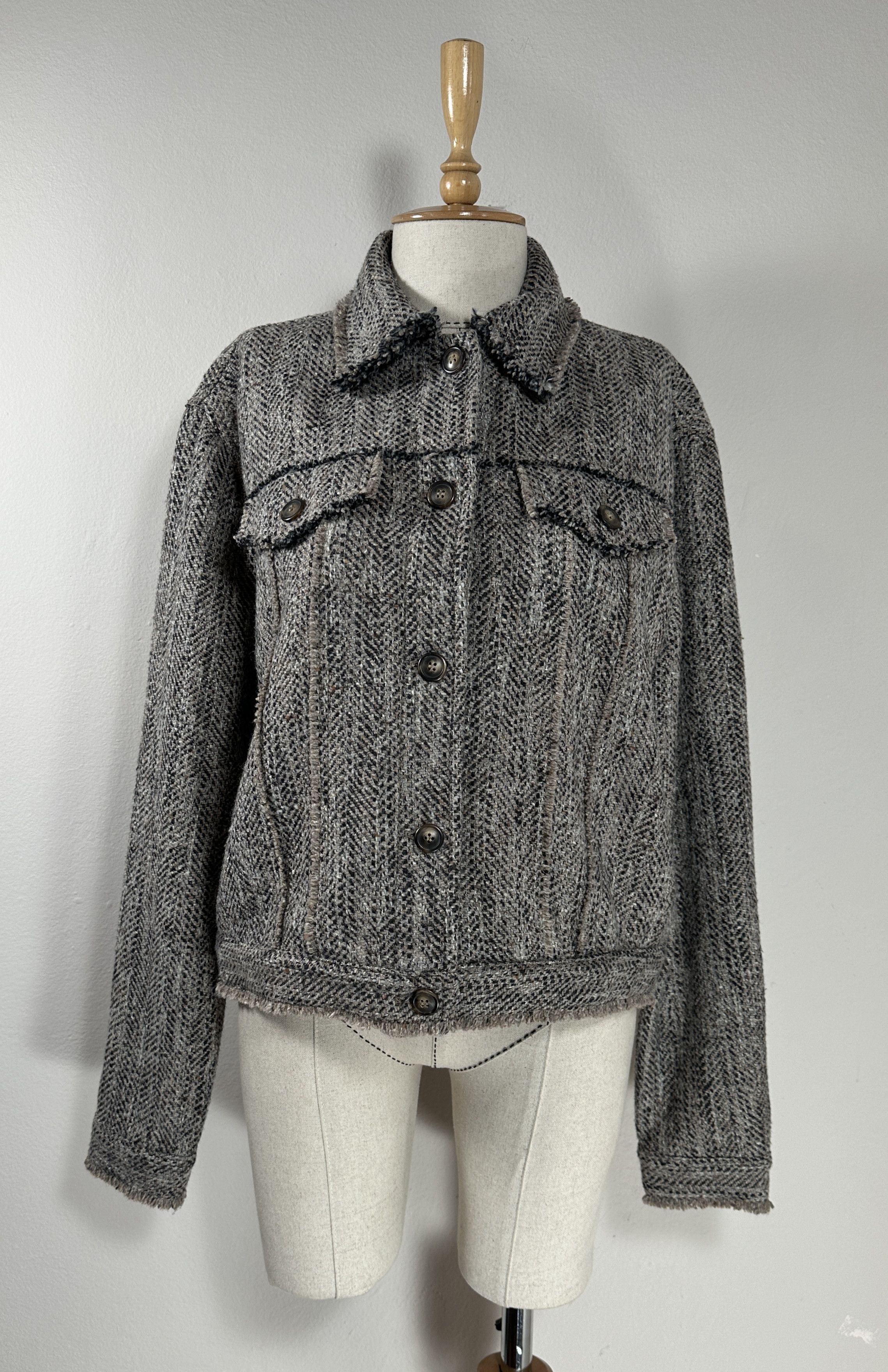 image of Acne Studios Oiasa Herringbone Wool Jacket, Women's (Size Medium)