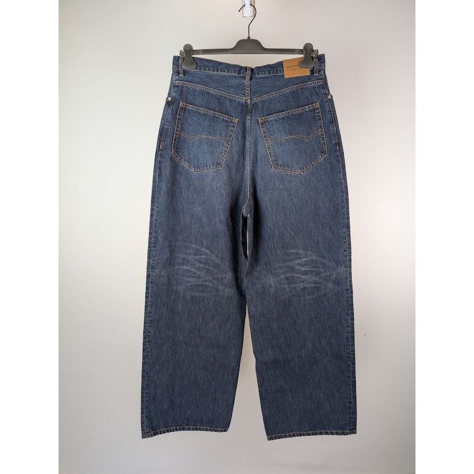 Balenciaga o1rshd1 Silk Denim Baggy Pants in Dark Indigo Size US 32 / EU 48 - 9 Thumbnail
