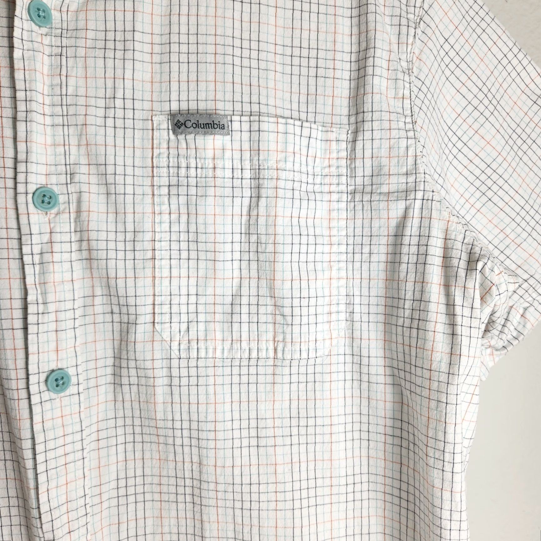 Vintage Columbia Mens SS White Windowpane Cotton Stretch Buttondown Shirt L Men Casual Travel Size US L / EU 52-54 / 3 - 2 Thumbnail
