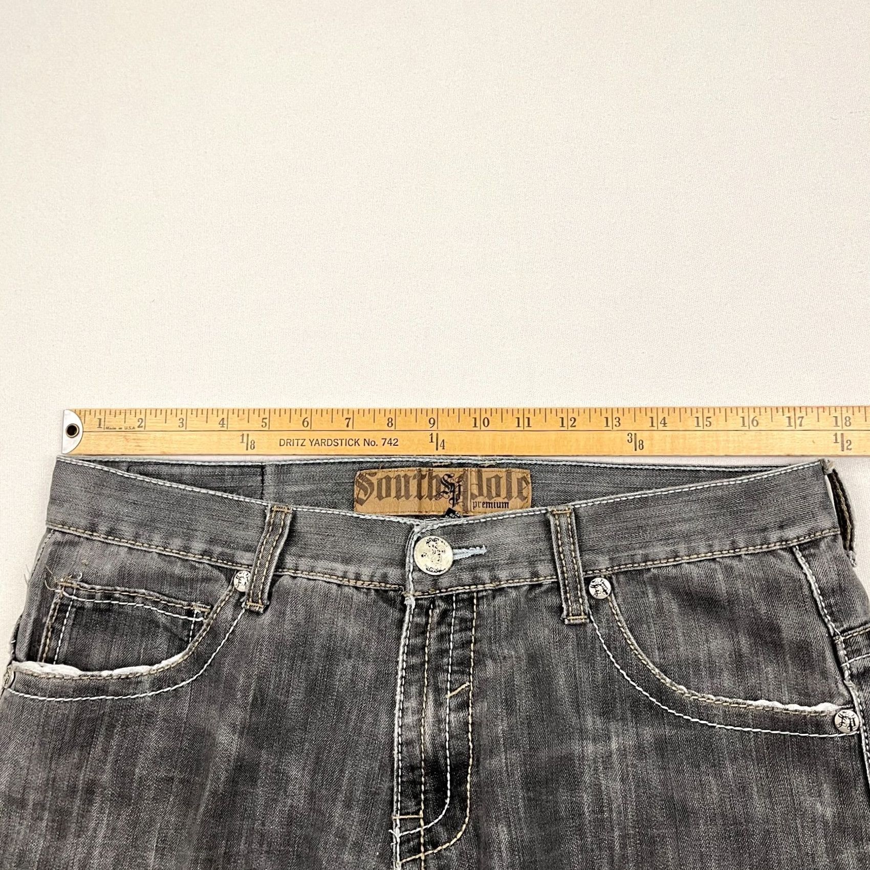 Southpole Southpole Jeans Adult 34 x 26 Washed Gray Hip Hop Grunge Wide-Leg 5-Pocket Denim Cotton Blend Regular Size Type Regular Mens Womens Size 24" / US 00 / IT 34 - 3 Thumbnail