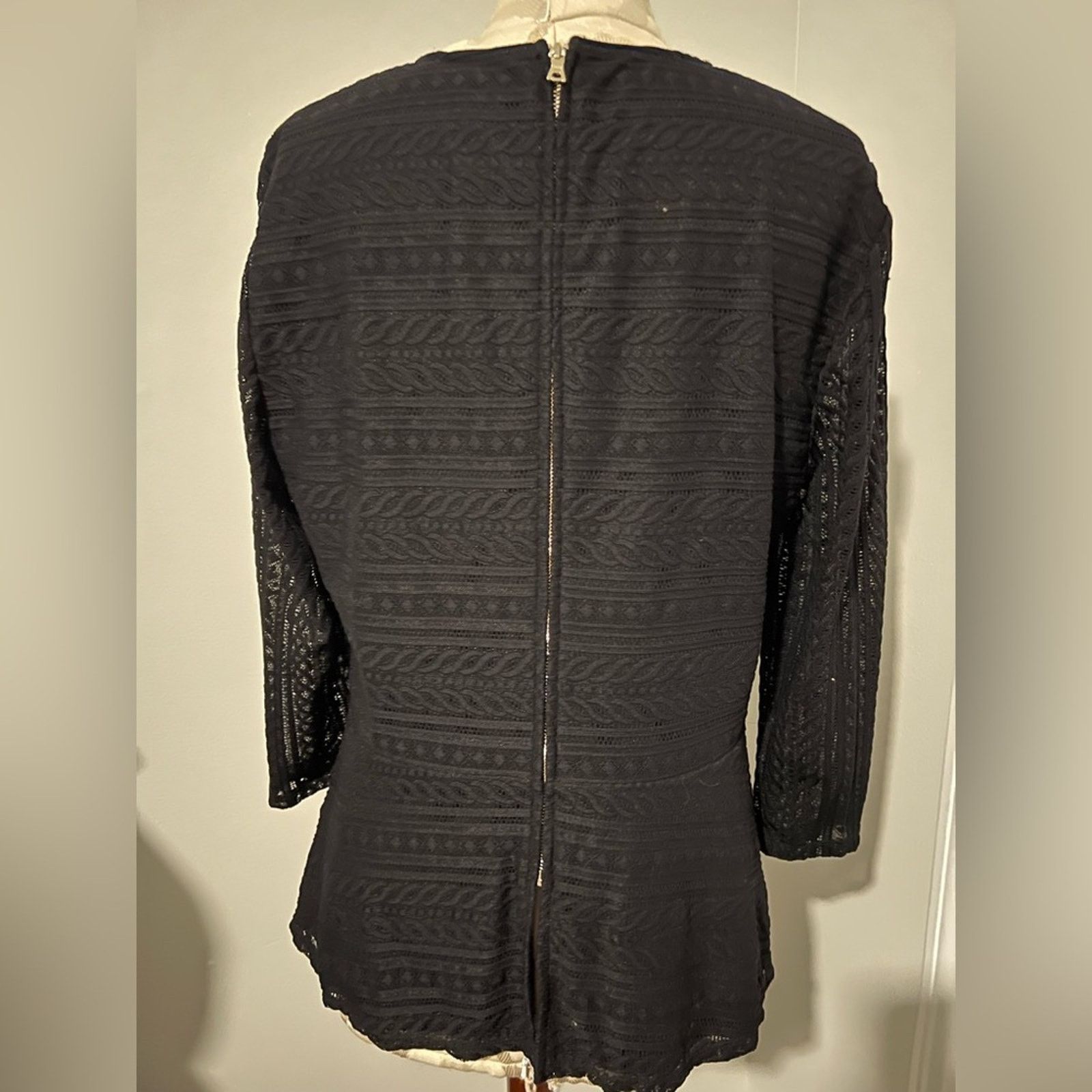 Anne Klein Anne Klein 3/4 Sleeve Lace Overlay Drop Waist Blouse Large Size L / US 10 / IT 46 - 5 Thumbnail