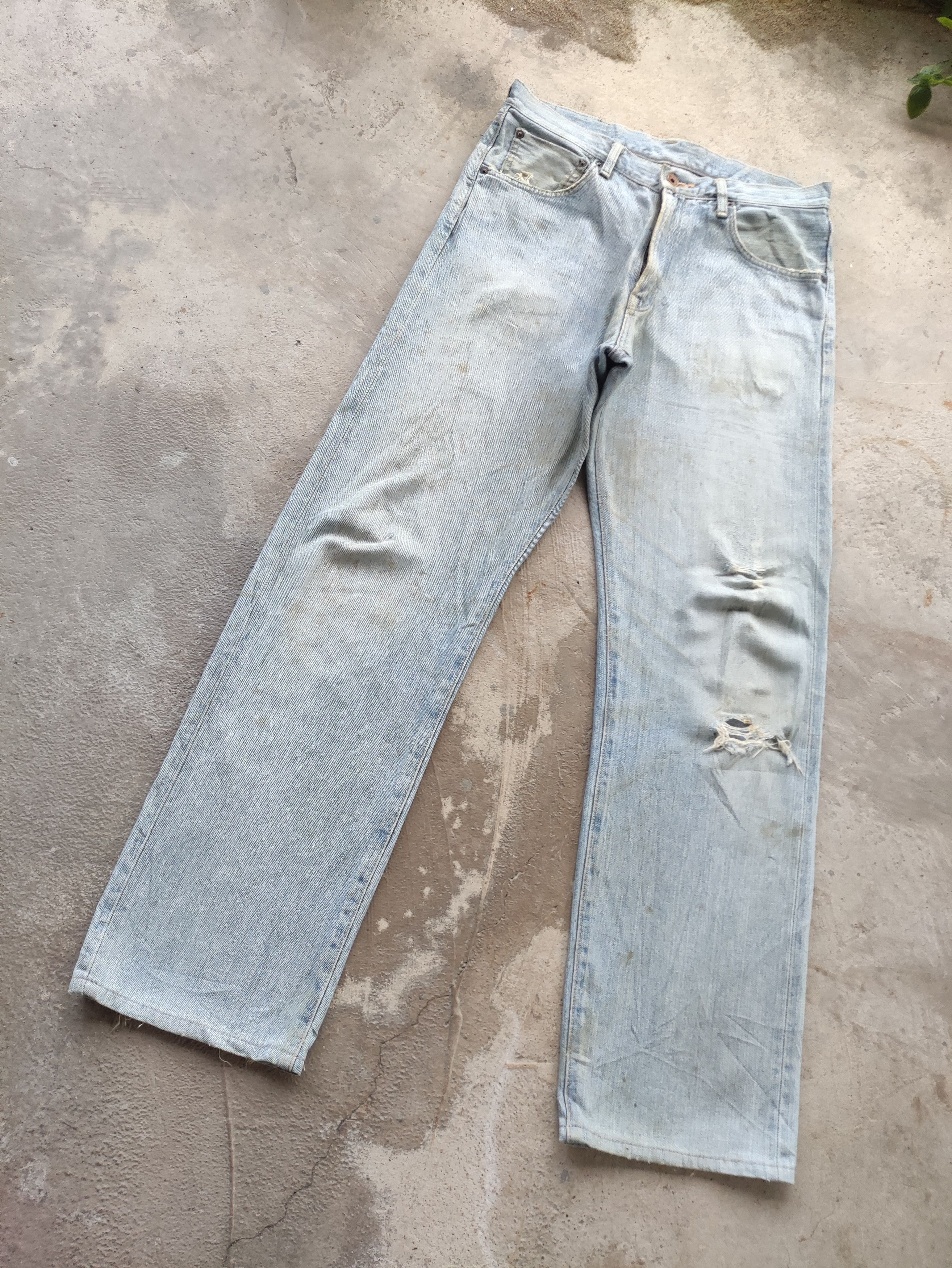 Edwin Vintage Edwin 505 Japan Baggy Jean Distressed Faded Denim Size US 33 - 2 Thumbnail
