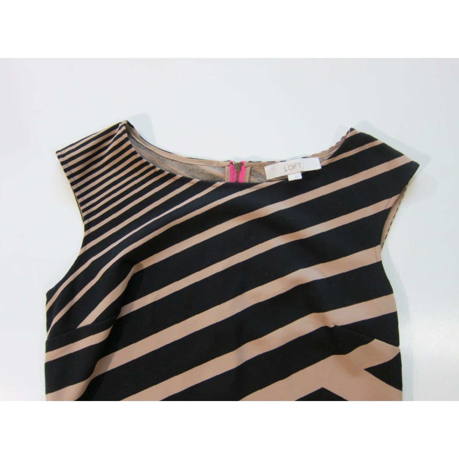 Ann Taylor Ann Taylor Loft Black Stripe Stretch Sleeveless Tunic Sheath Shift Dress 6 Womens Dress Black 6 Tailor Loft Ann Taylor Size M / US 6-8 / IT 42-44 - 3 Thumbnail
