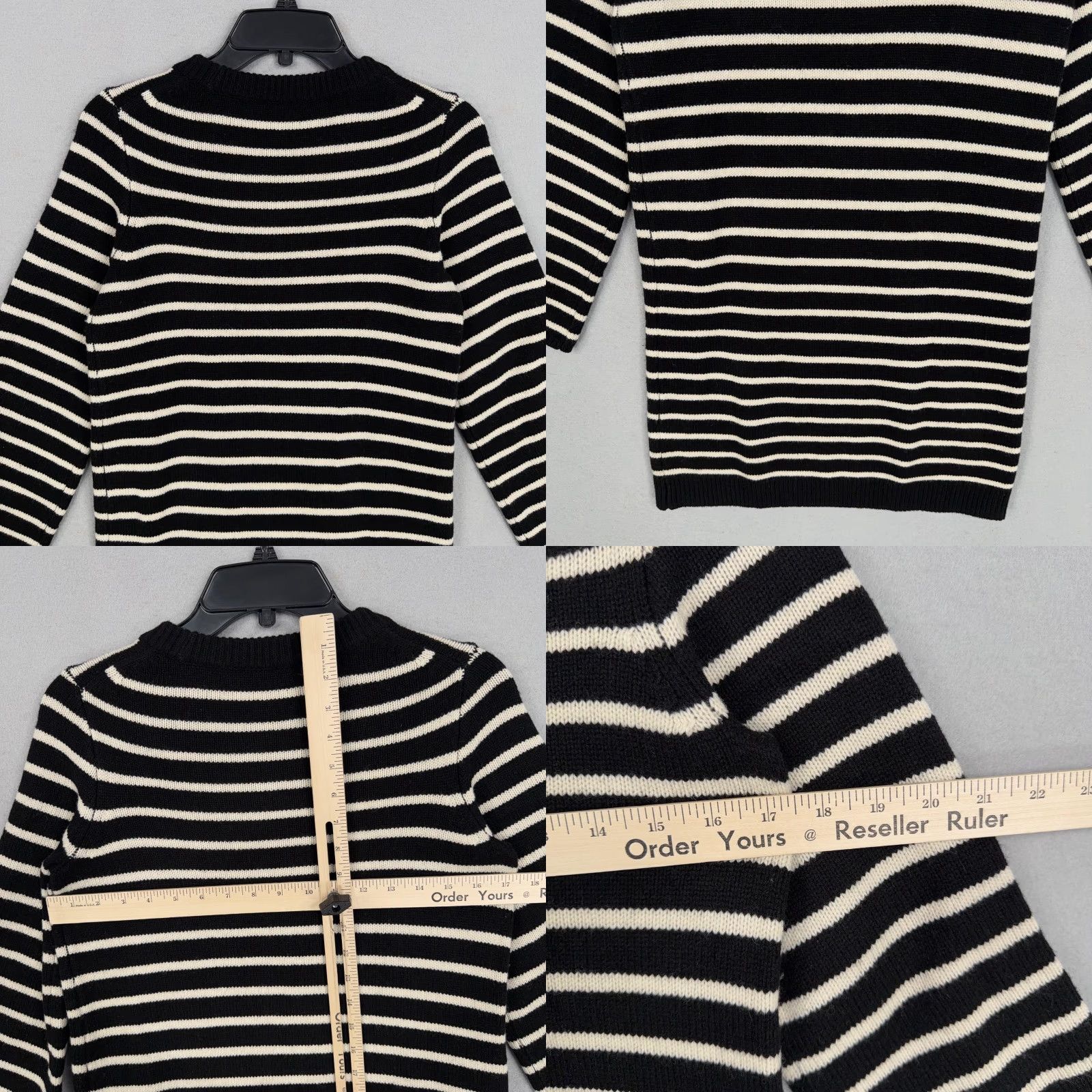 Madewell Madewell Sweater Dress Womens XS Black Stripe Merino Wool Knit Crewneck Button Sleeve Tunic Short Dress Size XS / US 0-2 / IT 36-38 - 8 Thumbnail