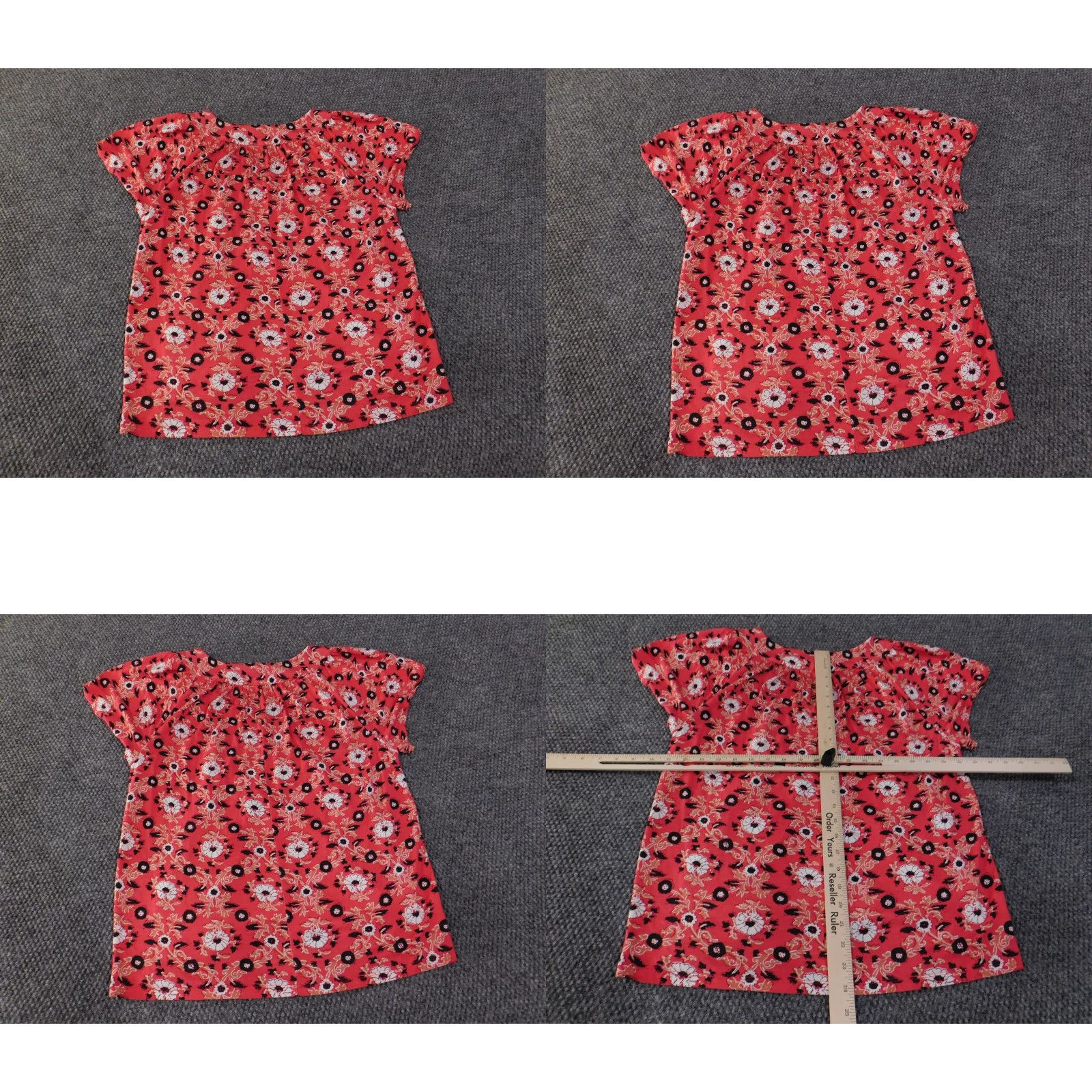 Loft LOFT Outlet Shirt Womens Medium Red Floral Short Sleeve Rayon Blouse Top Size M / US 6-8 / IT 42-44 - 8 Thumbnail