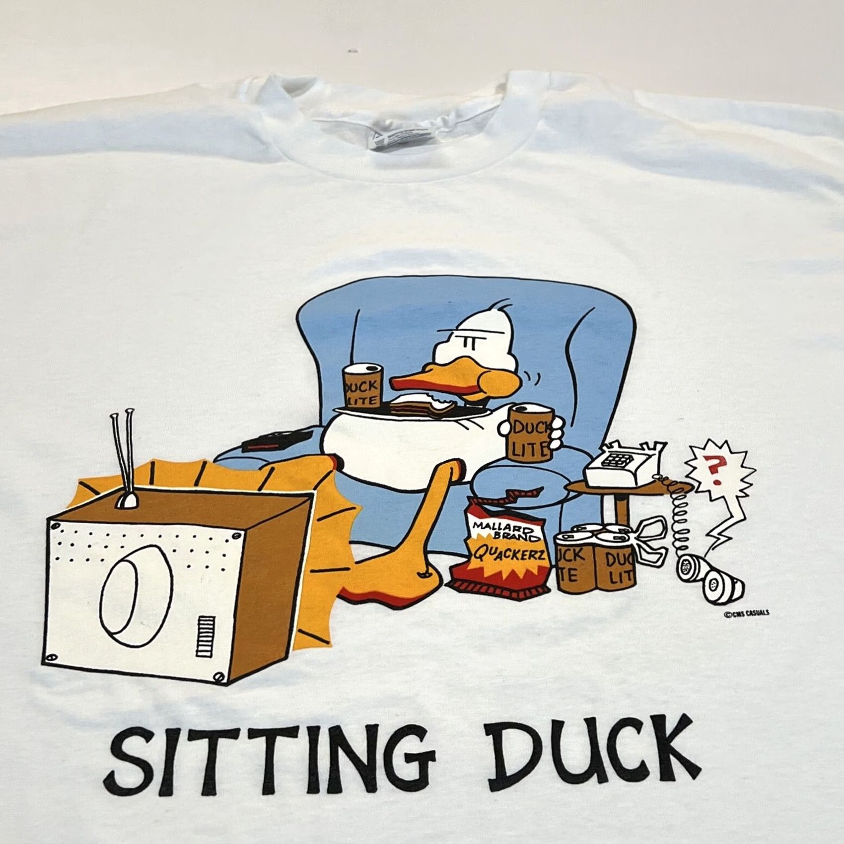 Hanes VINTAGE Sitting Duck T Shirt Men XL Single Stitch Graphic Duck Lite Quackerz Size US XL / EU 56 / 4 - 4 Thumbnail