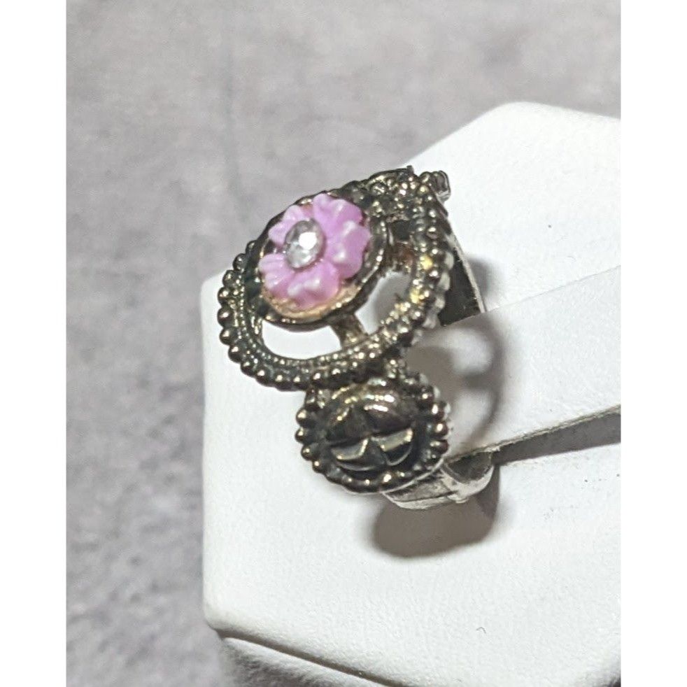 Other Purple Floral And Silver Tone Fashion Ring Size 4 1/2 Size ONE SIZE - 6 Thumbnail