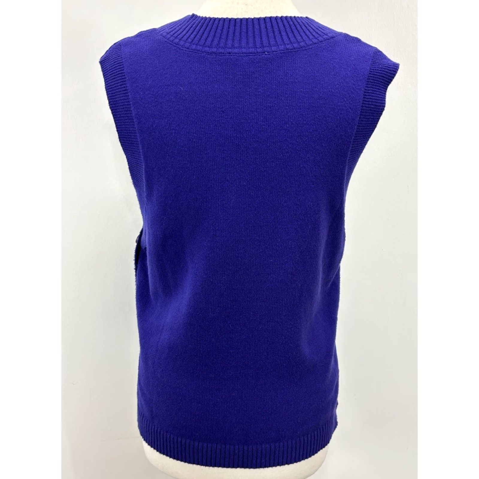 J. Jill VINTAGE J. Jill Sweater Vest Women's Small Purple Cotton Blend Knit Sleeveless V-Neck Oversized Buttons Academia Size S / US 4 / IT 40 - 3 Thumbnail