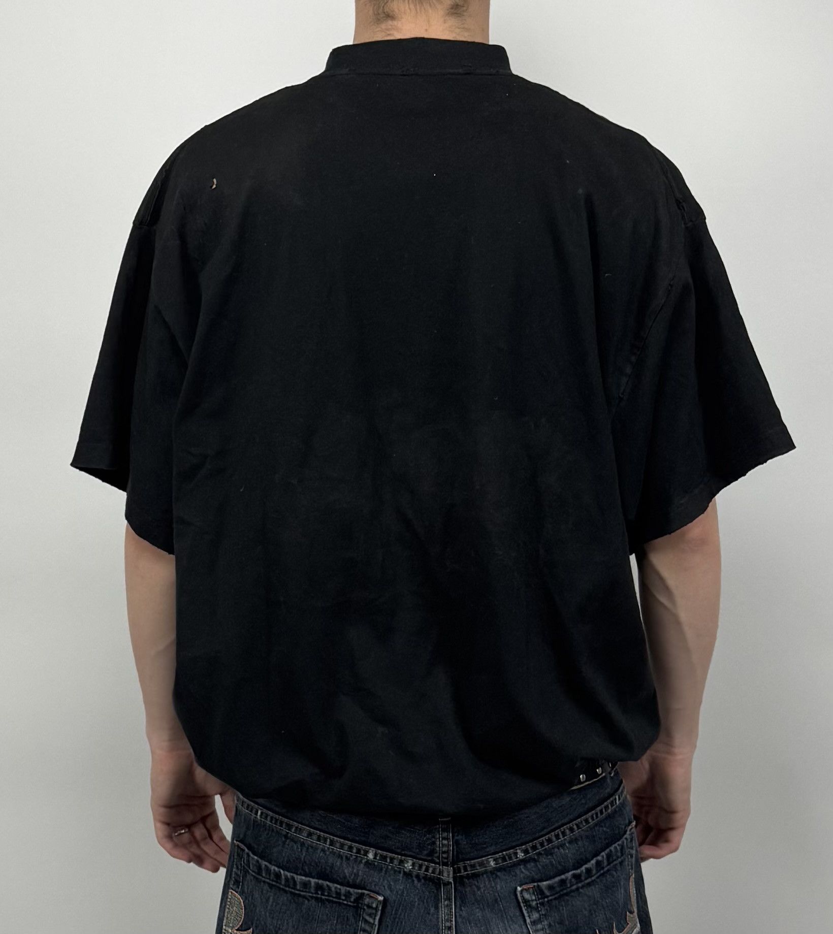 Balenciaga Oversized Distressed Logo-Appliquéd Cotton-Jersey T-Shirt Size US M / EU 48-50 / 2 - 4 Thumbnail