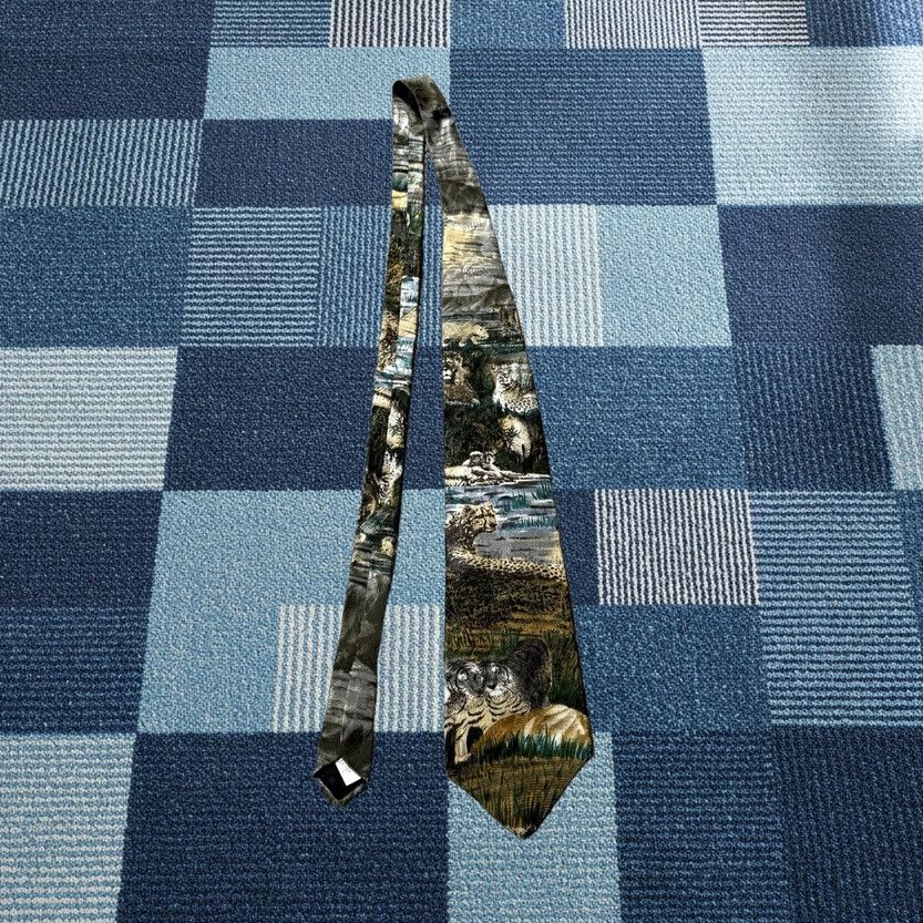 Vintage VINTAGE Wembley Endangered Wildlife Species Big Cats Tie 100% Silk Made In USA Men Size ONE SIZE - 1 Thumbnail