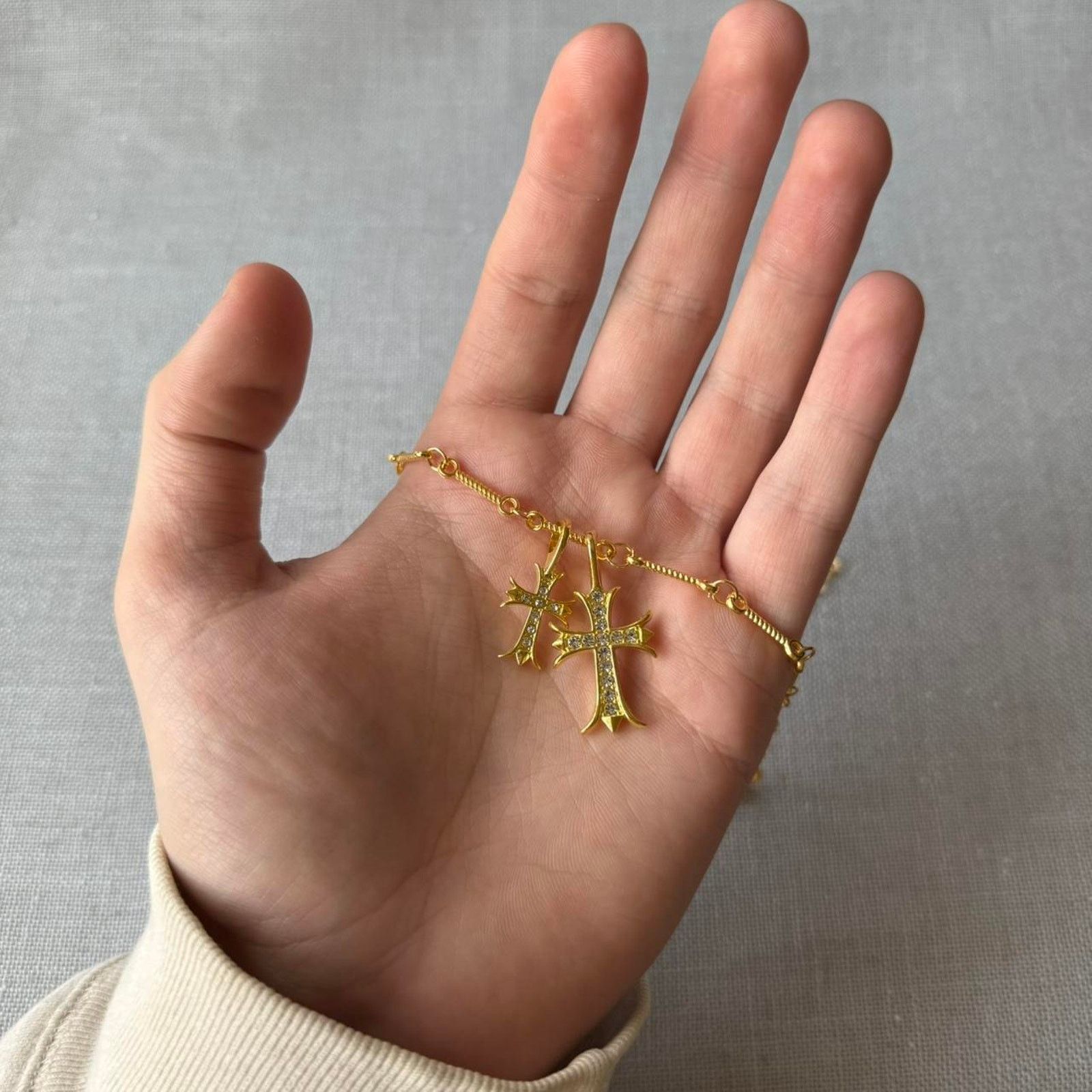Other DOUBLE CROSS GOLD NECKLACE // WMNS Size ONE SIZE - 5 Thumbnail
