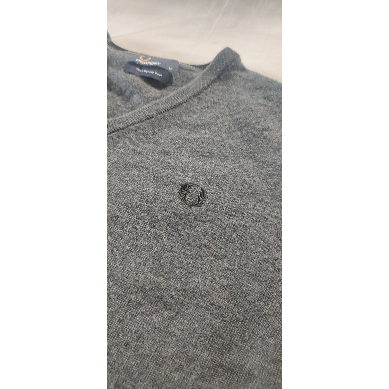Fred Perry Fred Perry V-Neck Sweater, Dark Grey, Size M Size US M / EU 48-50 / 2 - 2 Thumbnail