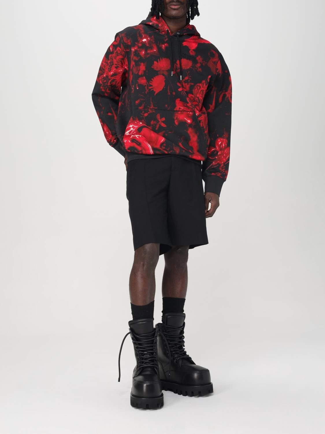 Alexander McQueen ALEXANDER MCQUEEN black & red Wax Floral hoodie sweatshirt Size US M / EU 48-50 / 2 - 3 Thumbnail
