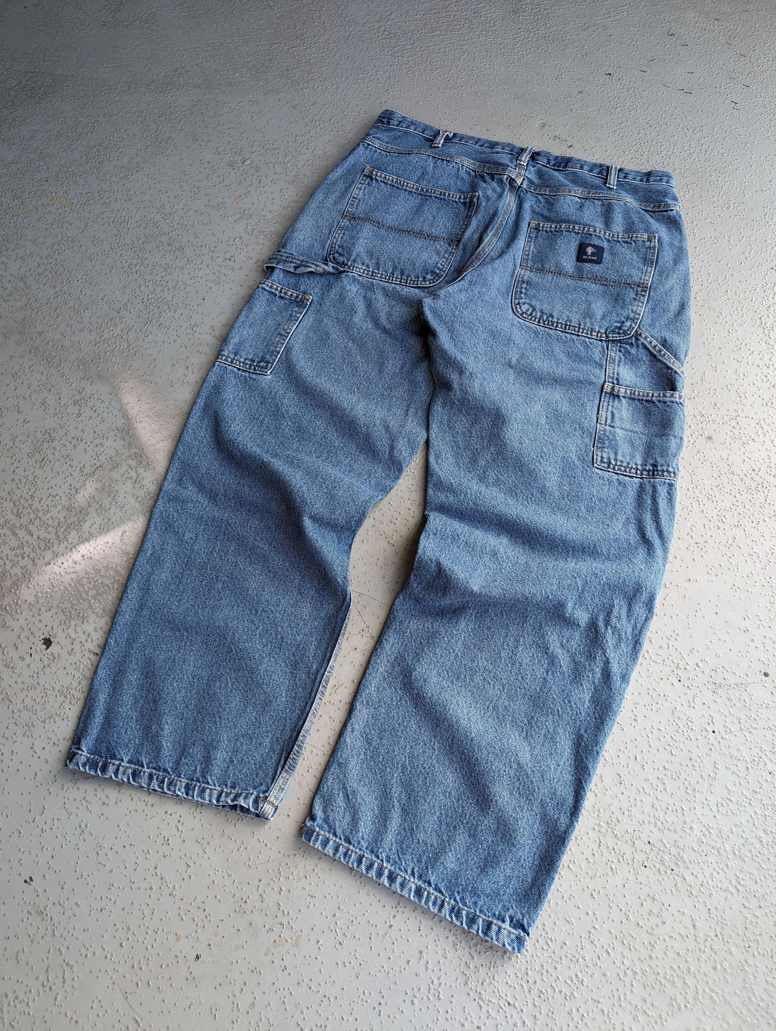 Pre-owned Carhartt X Dickies 36x30 Crazy Baggy Y2k Carpenter Workwear Skater Jeans In Blue