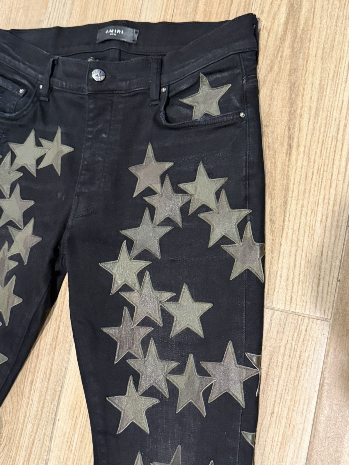 Amiri Amiri X Chemist Camo Leather Star Patch Blk Denim Jeans Size US 32 / EU 48 - 4 Thumbnail