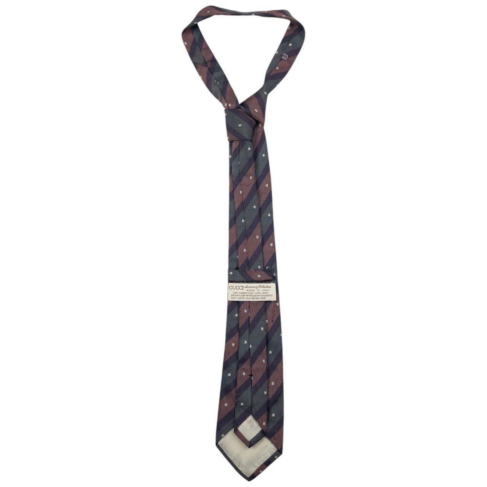 Gucci Vintage Gucci Striped Silk Tie Size ONE SIZE - 2 Thumbnail