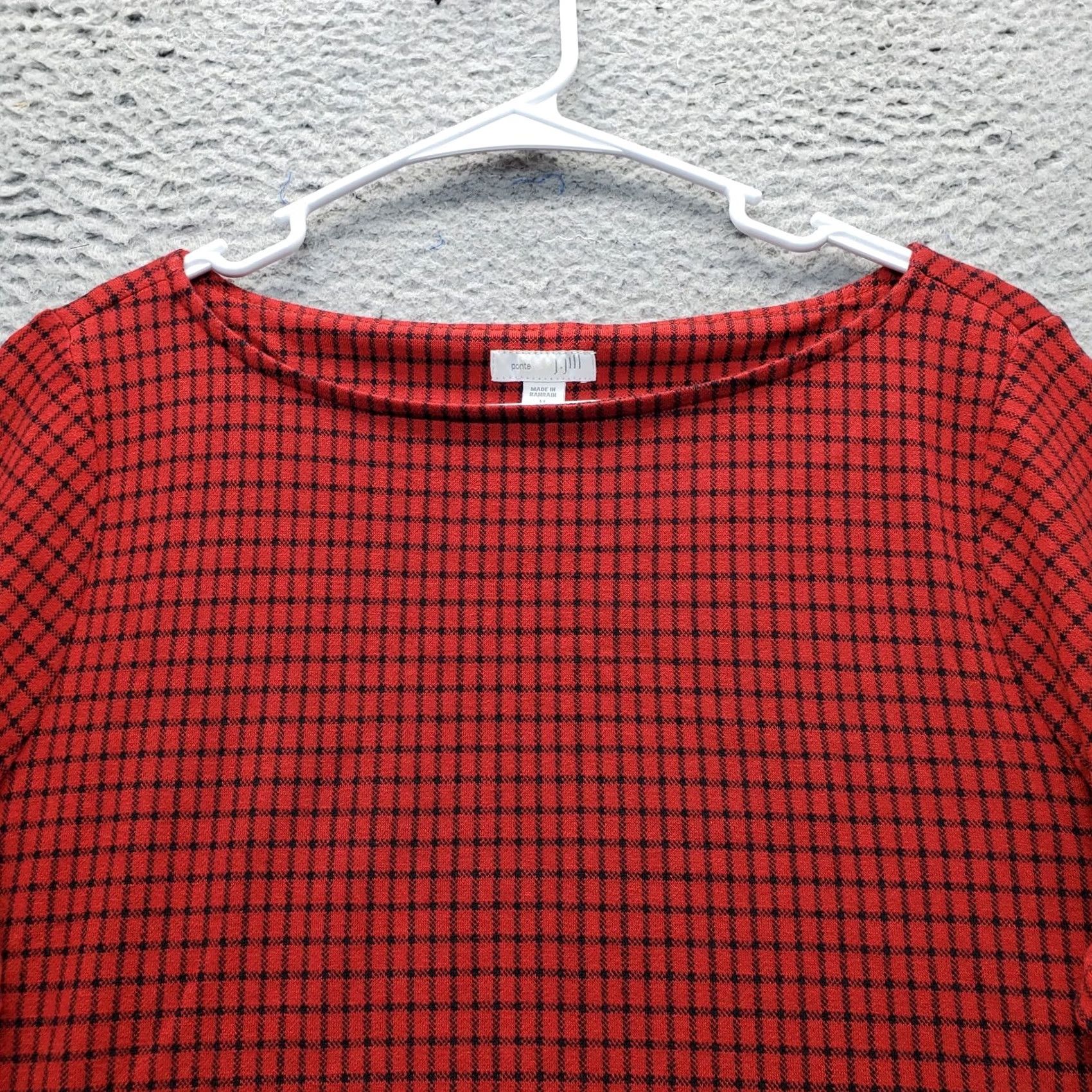 J. Jill J. Jill Ponte Blouse Top Women PM Multi Plaid Knit Boat Neck Stretch Button Side Women's PM Blouse Size M / US 6-8 / IT 42-44 - 7 Thumbnail