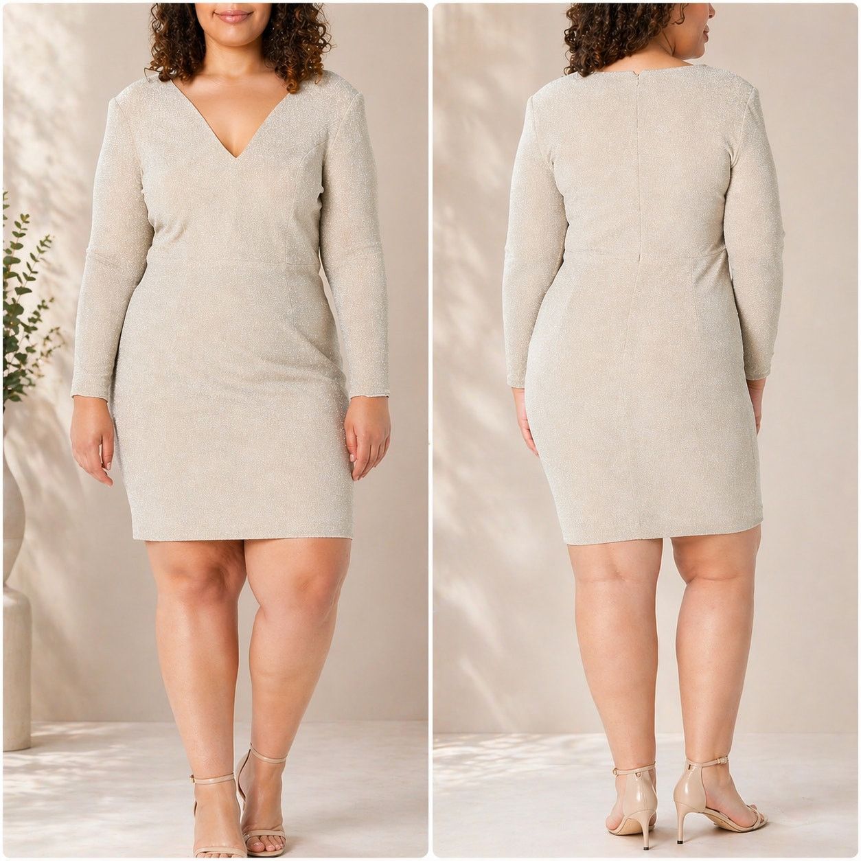 Dress the Population Dress the Population Riley Plunging Short Gold Dress Size 2X Size XXL / US 16-18 / IT 52-54 - 1 Thumbnail