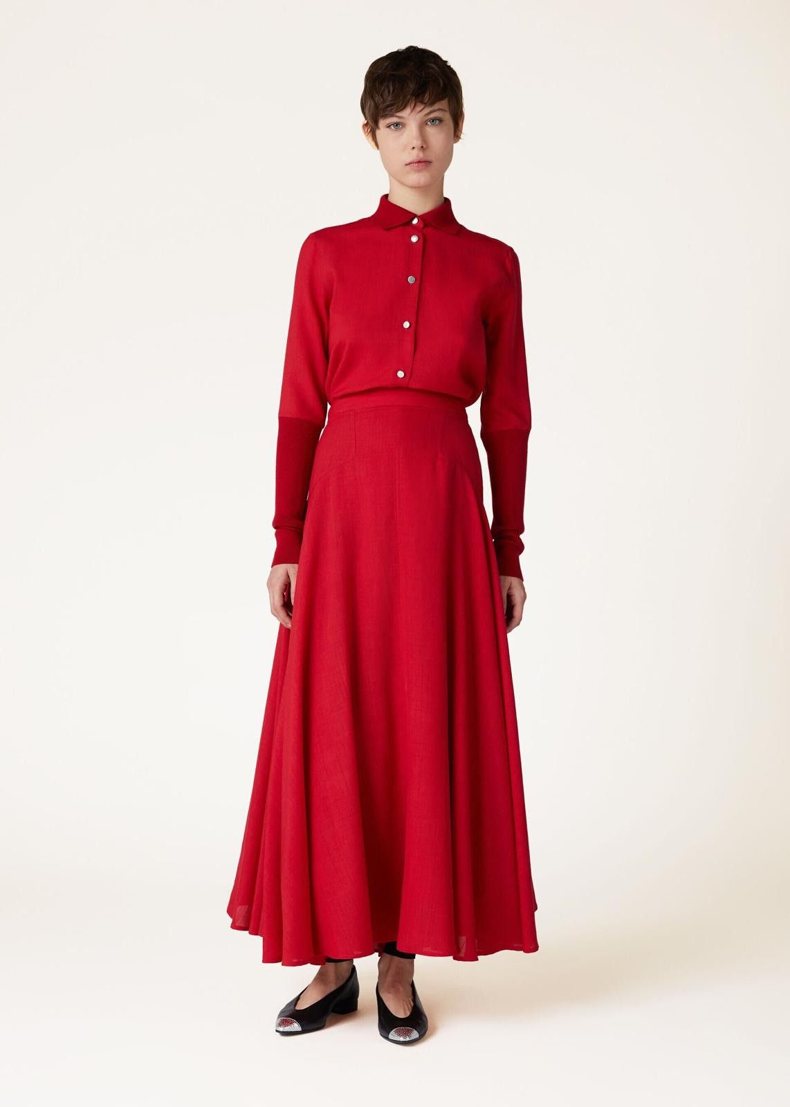 Loro Piana o1srvl11e0225 FAN7058 Flavia Skirt in Red Size 26" / US 2 / IT 38 - 3 Thumbnail