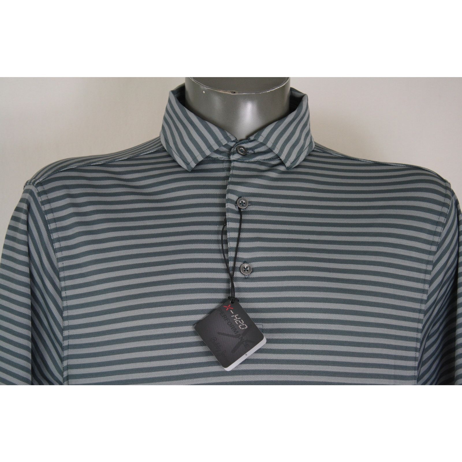 Bobby Jones NWT Bobby Jones X-H2O Performance Striped Gray Polo Shirt Size US M / EU 48-50 / 2 - 2 Thumbnail