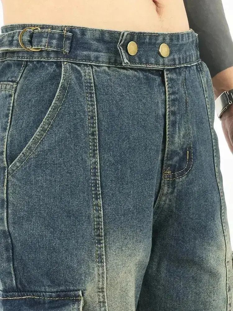 Japanese Brand Retro Loose Straight Multi Pocket Jeans Size US 32 / EU 48 - 6 Thumbnail