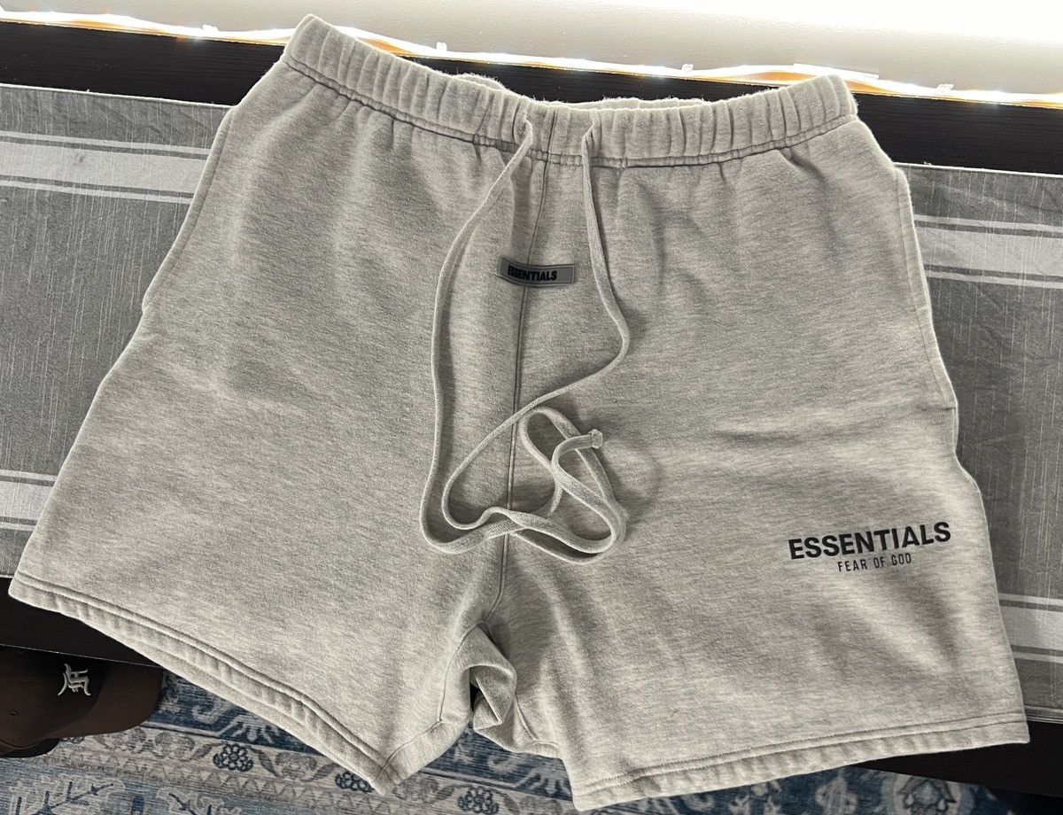 image of Fear Of God Essentials Light Heather Oatmeal Shorts Fw19 in Grey, Men's (Size 32)
